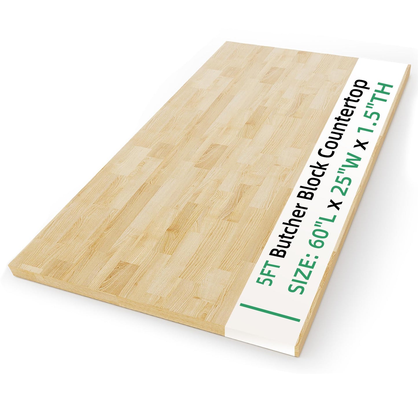 Butcher Block Countertop Wood Tabletop - 60"x25"x1.5", 5FT Solid Birch Wood Tabletop, Unfinished Hardwood Butcher Block Island Top for Kitchen Counter, Desk Top, Table Top, Workbench, Coffee Bar