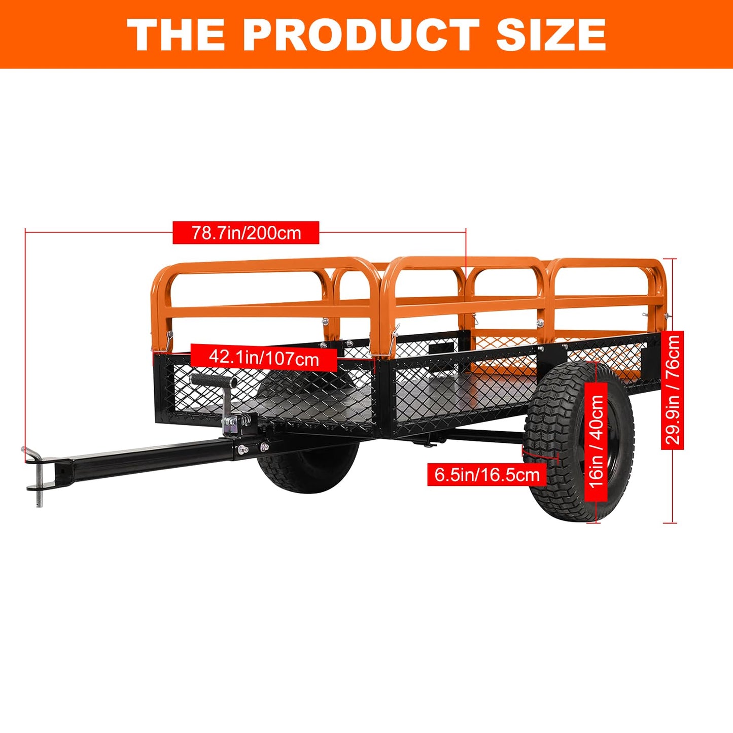 1500LB Steel Dump Cart with All-Terrain Tires & Foot-Pedal Dumping, Heavy Duty Utility Trailer for Yard, Garden, and Construction Use, Compatible with ATV and Tractor