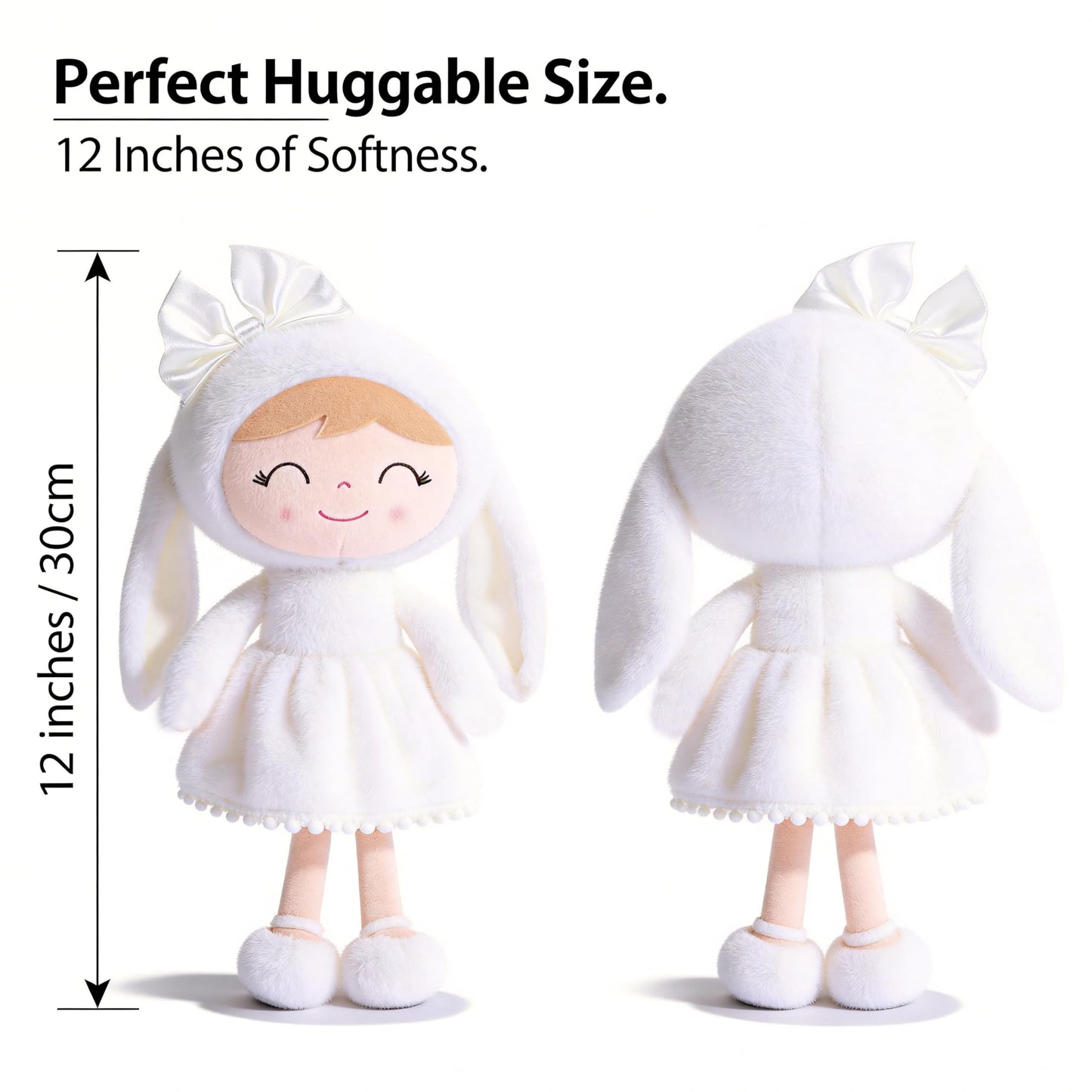 Gloveleya Baby Girl Gift Plush Bunny Dolls First Baby Doll Toddlers Rabbit Toy Bunny Gifts for Girl White 12 Inches