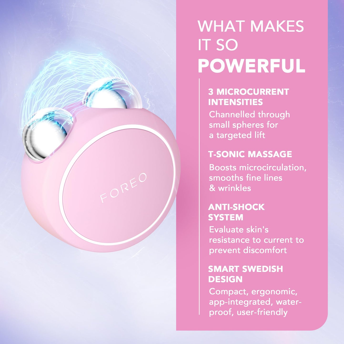 FOREO BEAR Mini Microcurrent Facial Device - Face Sculpting Tool - Firm & Contour - Reduce Double Chin - Non-Invasive - Increases Absorption of Facial Skin Care Products - Pearl Pink