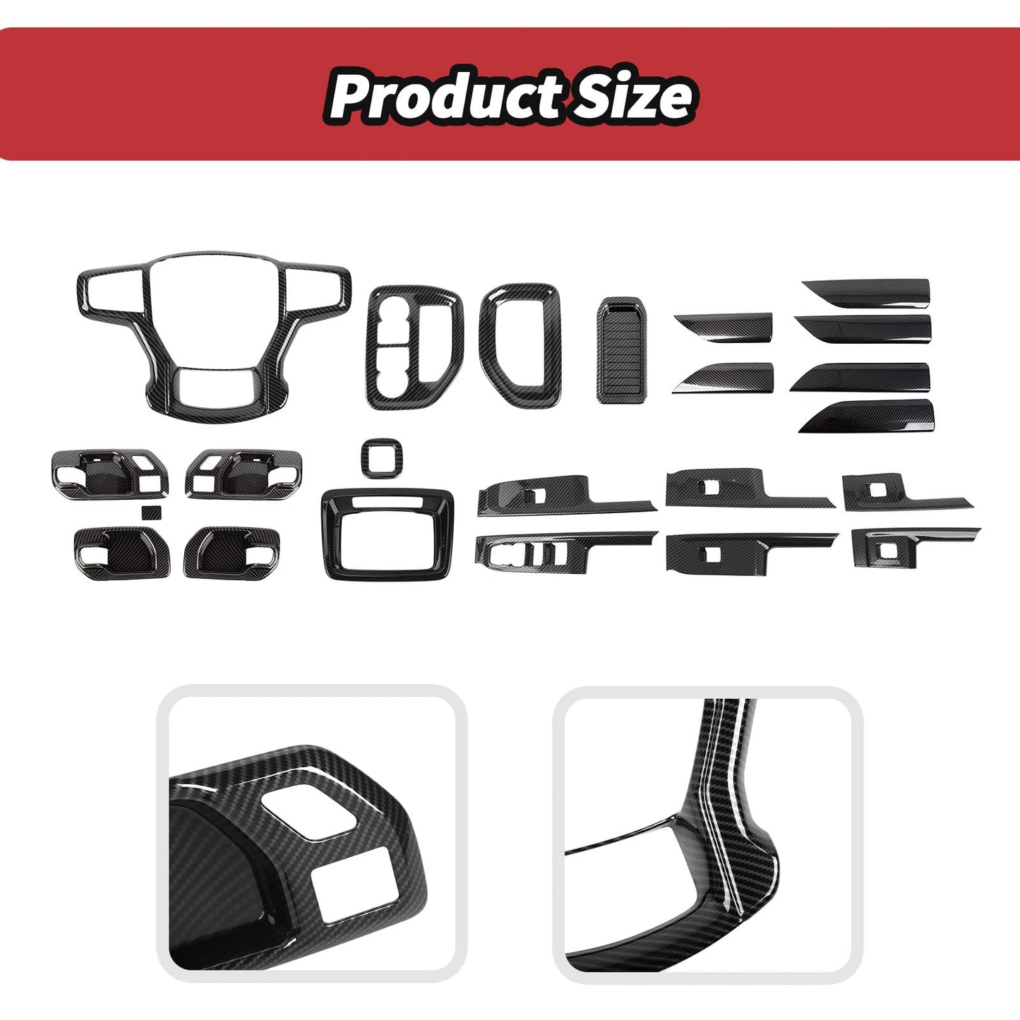 JeCar 24pcs Carbon Fiber Interior Trim Kit for 2019-2021 Chevrolet Silverado Interior Accessories