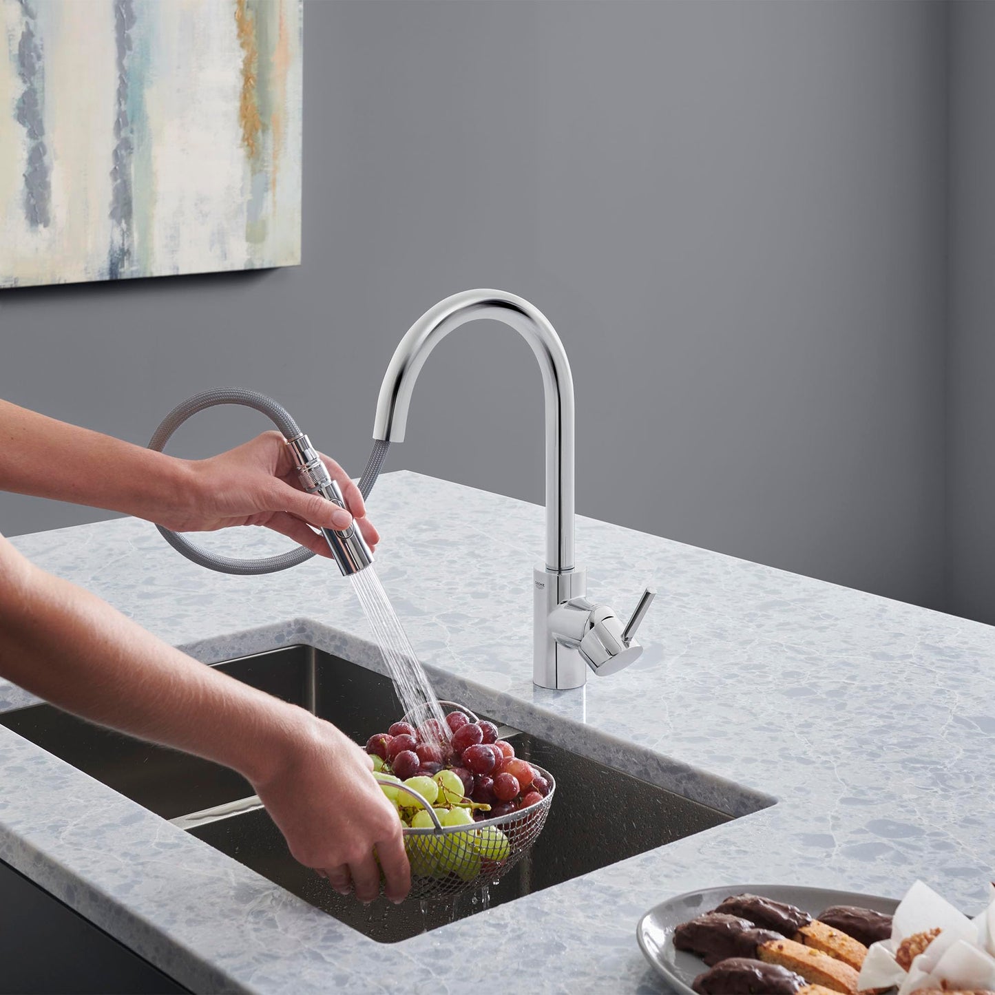 GROHE 32665003 Concetto Pull-Down Kitchen Faucet with Sprayer, 1.75 GPM, Chrome