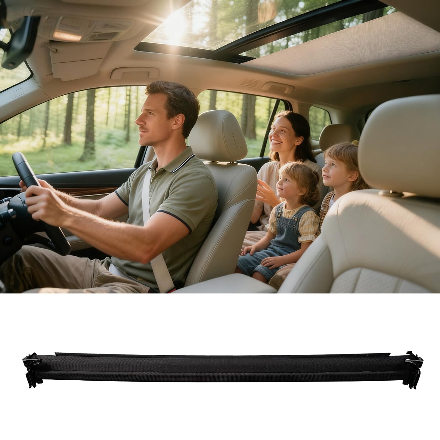 Benz C200 C260 C300 Sunroof Sunshade Curtain Car Accessories Fit for Benz C200 C260 C300 Sunshade Panoramic Sun Shade Panoramic sunroof Shade 2015 2016 2017 2018 2019 2020 2021 2022(Front - Black)