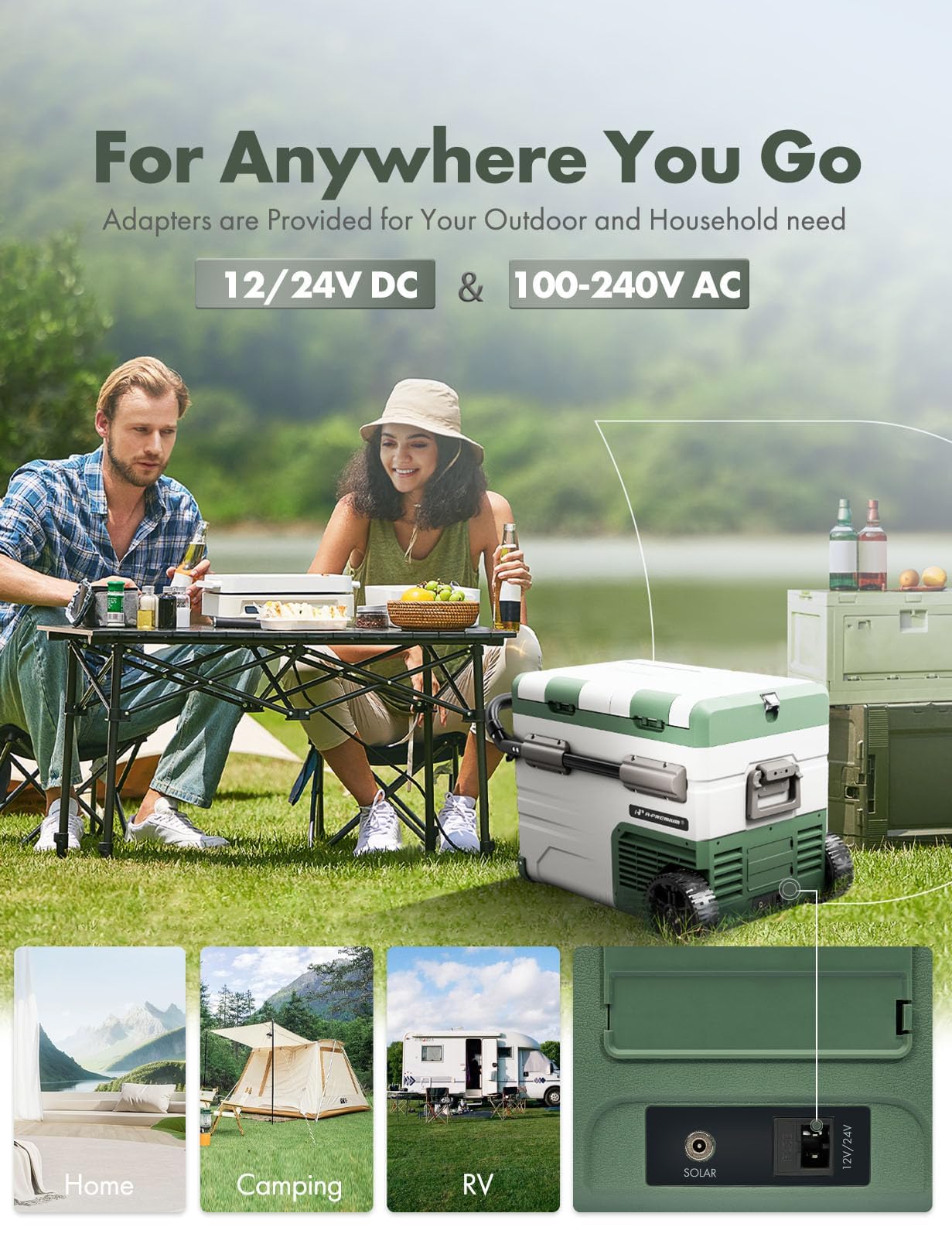 A-Premium 12 Volt Refrigerator 48QT/45.6L Portable Car Fridge Cooler, -4°F~68°F Separated Zone Portable Freezer APP Control with 12/24V DC & 110/240V AC Adapter,for Car Camping Truck RV Travel Use