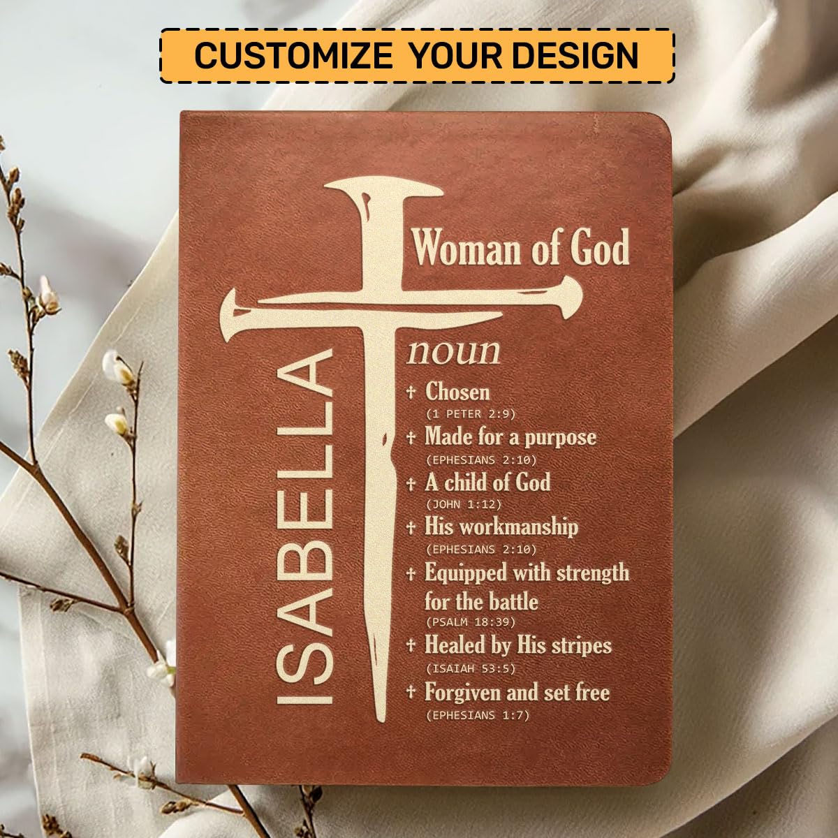 Jesuspirit - Personalized Leather Cover Notebook, Religious Christian Gifts For Men And Women, Bible Notebook For Women, Mom, Her On Mother Day, Birthday, Christmas (Man - Woman Of God)