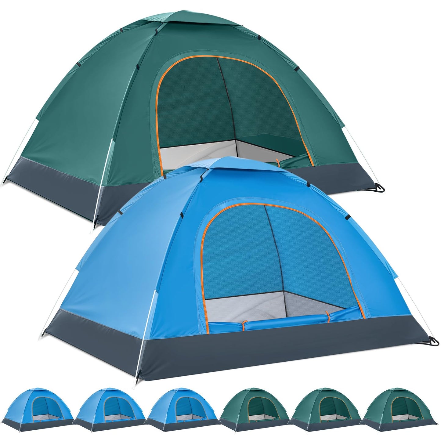 Woanger 6 Pack Bulk 2 Person Camping Tents for Homeless Lightweight Outdoor Tent with Rain Fly and Carrying Bag, Waterproof Windproof Setup Pop Up for Homeless Camping Backpacking(Blue Green)