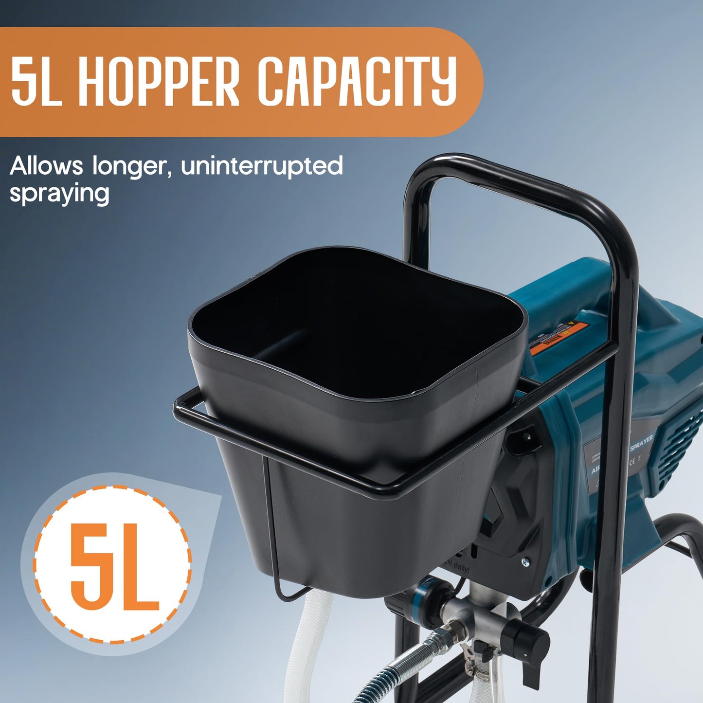 SPECRAFT High-Pressure Airless Paint Sprayer with 5L Hopper Capacity,650W, 2900 PSI Paint Sprayer with Two Spray Tips Options, for Professional and DIY Use