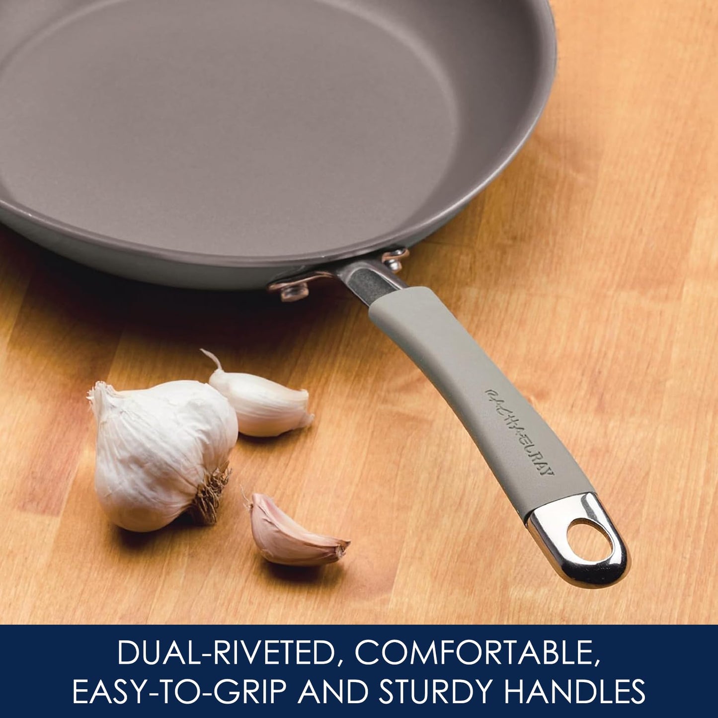 Rachael Ray - 16802 Rachael Ray Cucina Nonstick Cookware Pots and Pans Set, 12 Piece, Sea Salt Gray