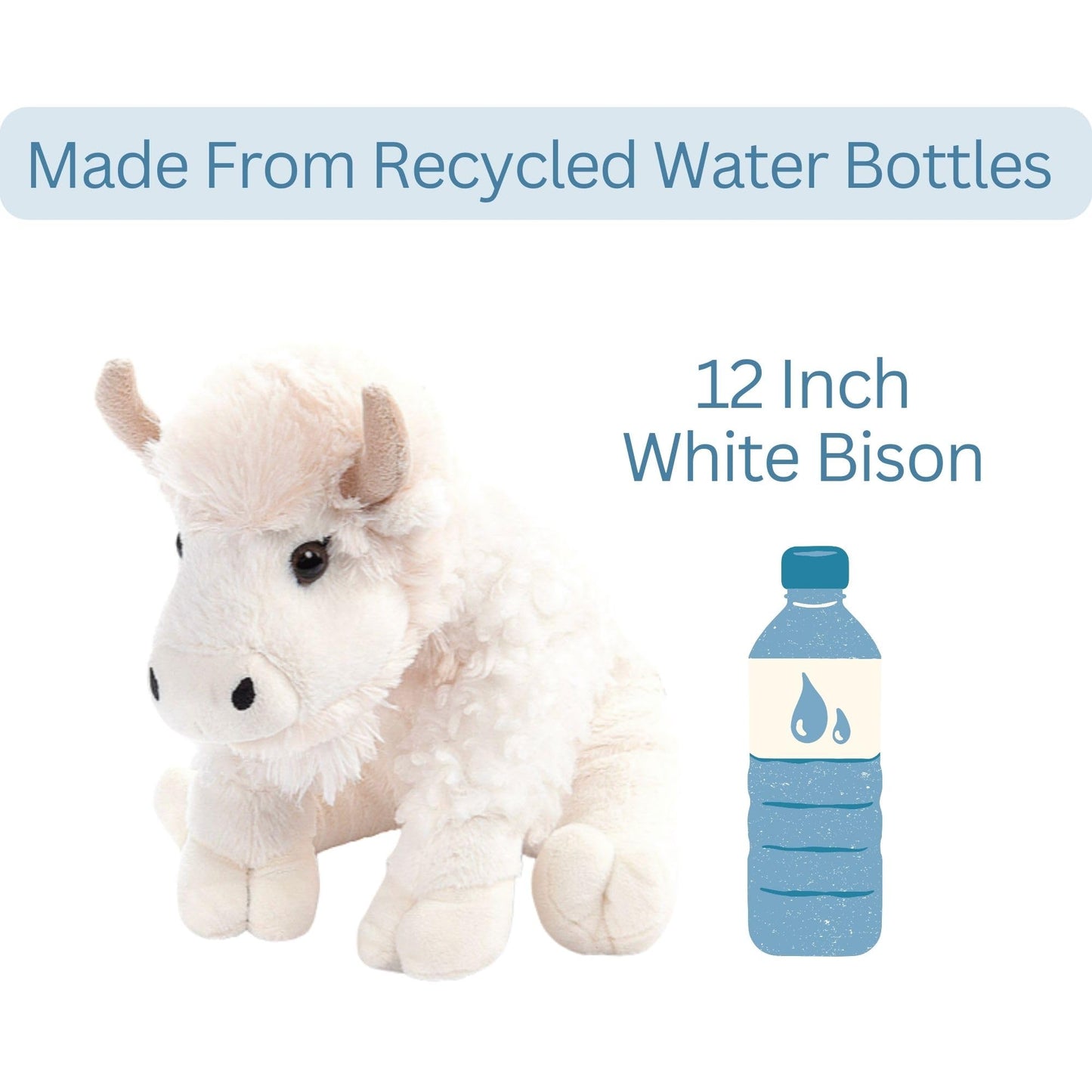 The Petting Zoo Bison Stuffed Animal Plushie, Gifts for Kids, Wild Onez Wildlife Animals, White Bison Plush Toy, 12 inches