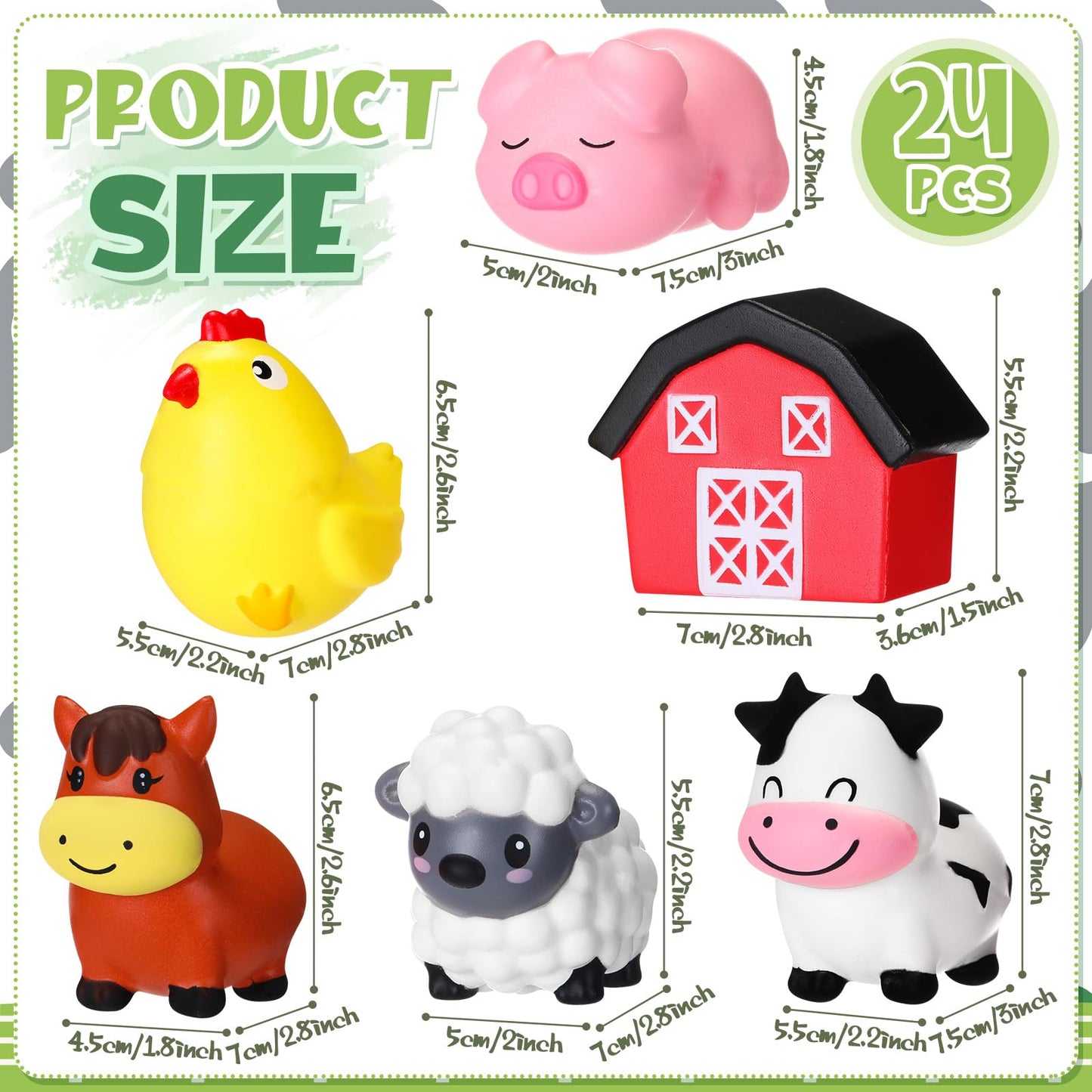 Wettarn 12 Farm Animal Foam Stress Toy Party Favors Fidget Toy Bulk Cute Farm Animal Stress Relief Gift Supplies for Adults Kids Classroom Reward Bathtub Beach Pool