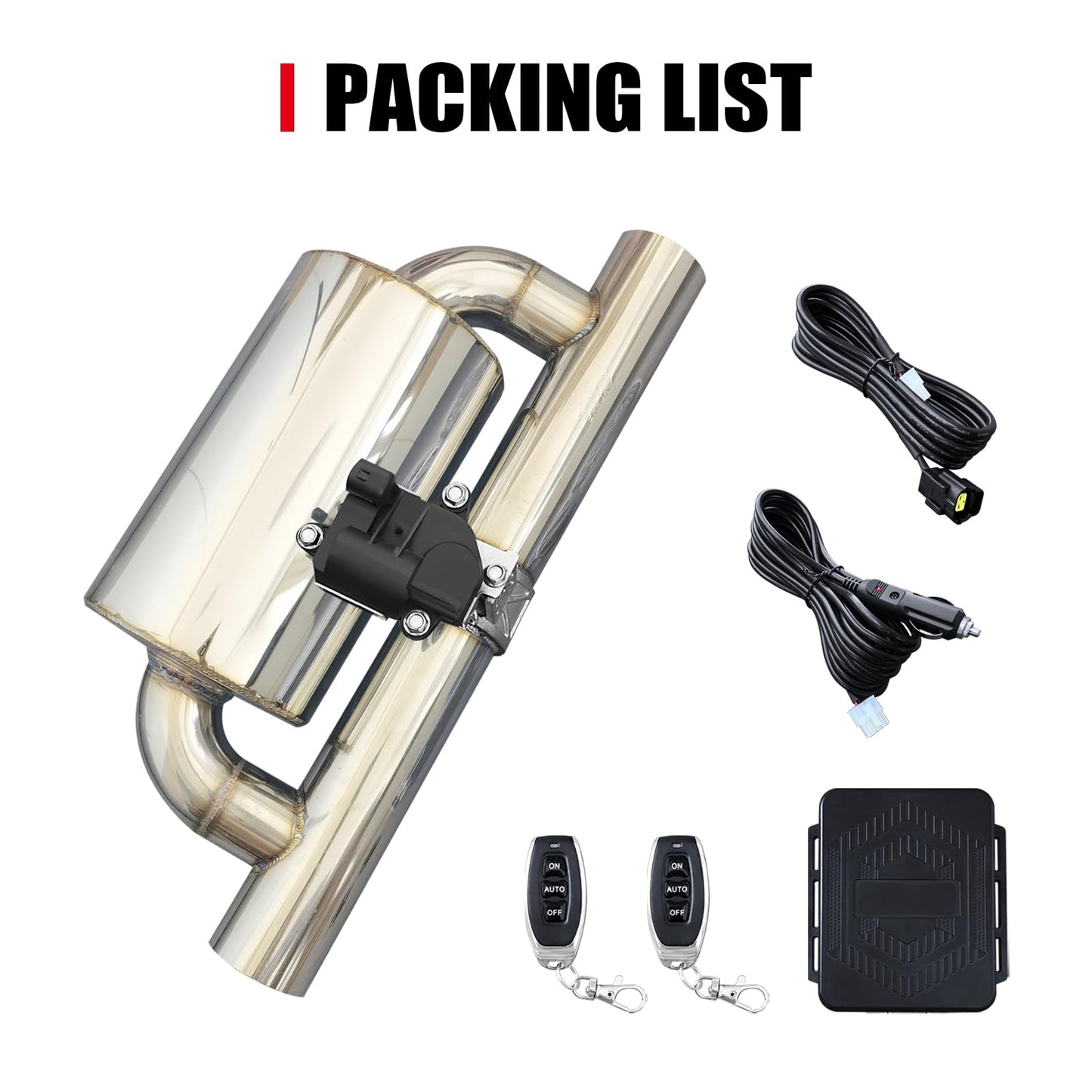 2.5 Inch Electric Valved Muffler Exhaust Cutout with Muffler Cat Back Exhaust System Kit