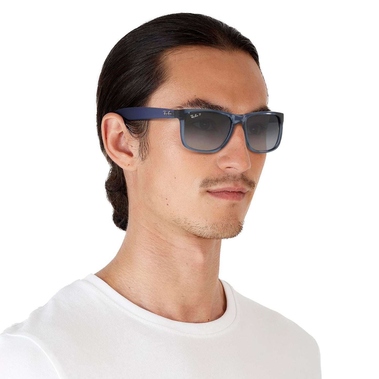 Ray-Ban Womens Rb4165 Justin Sunglasses, Transparent Blue/Polarized Grey Gradient, 54 Mm US