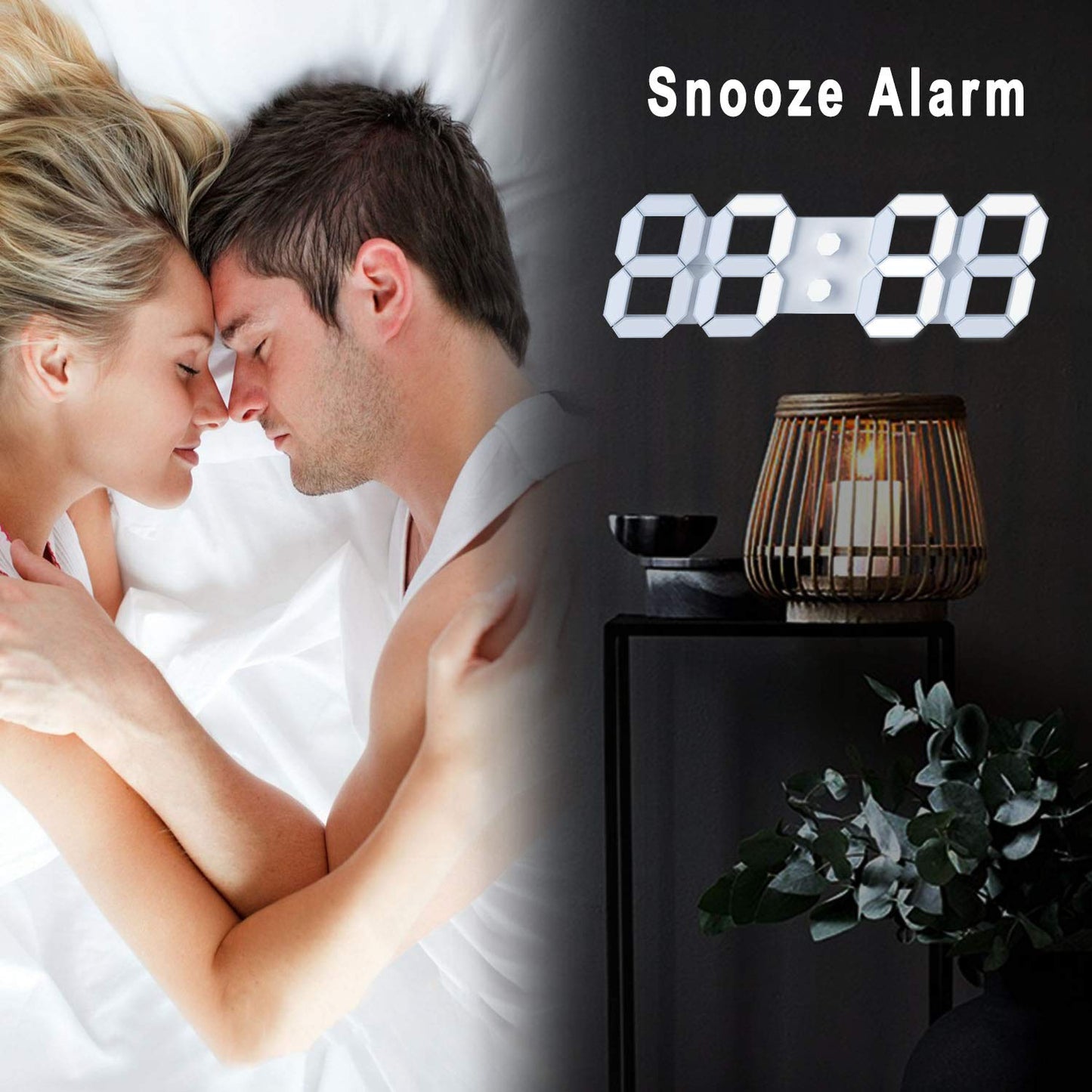 EDUP HOME 3D LED Digital Wall Clock/Desk Alarm Clock with Remote Control for Kitchen Bedroom Office, 9.7" LED Night Light Decor Clock Adjust Brightness 12H/24H Time Date Temperature, Great Gift