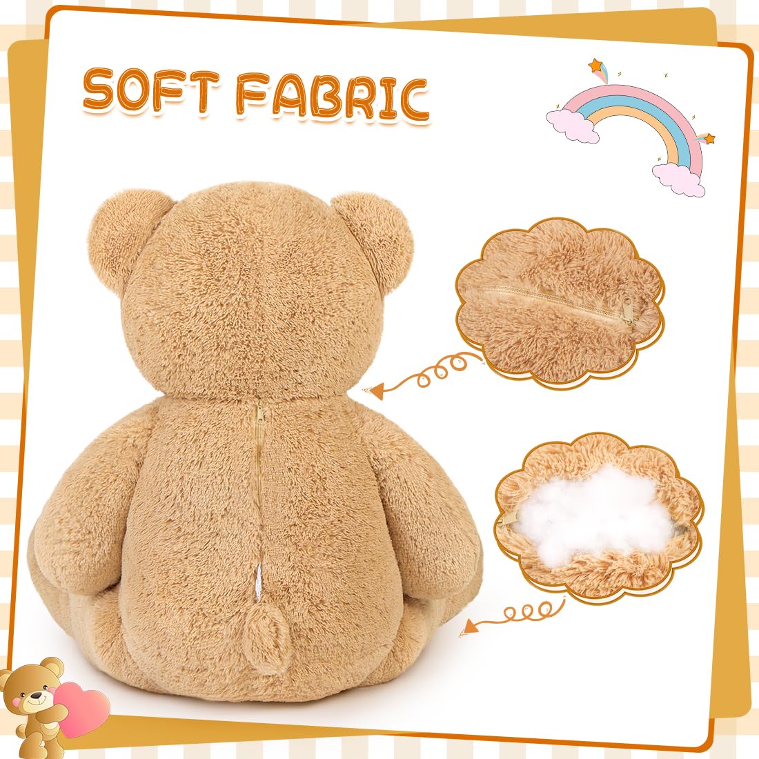 SNOWOLF Mothers Day Bear Gifts for Mom Giant Teddy Bear 47" Stuffed Animals Plush Toy, 4 Feet Cute Life Size Big Soft Bear for Boy Girl Birthday Valentine, 5 LBs, 120 CM, Light Brown