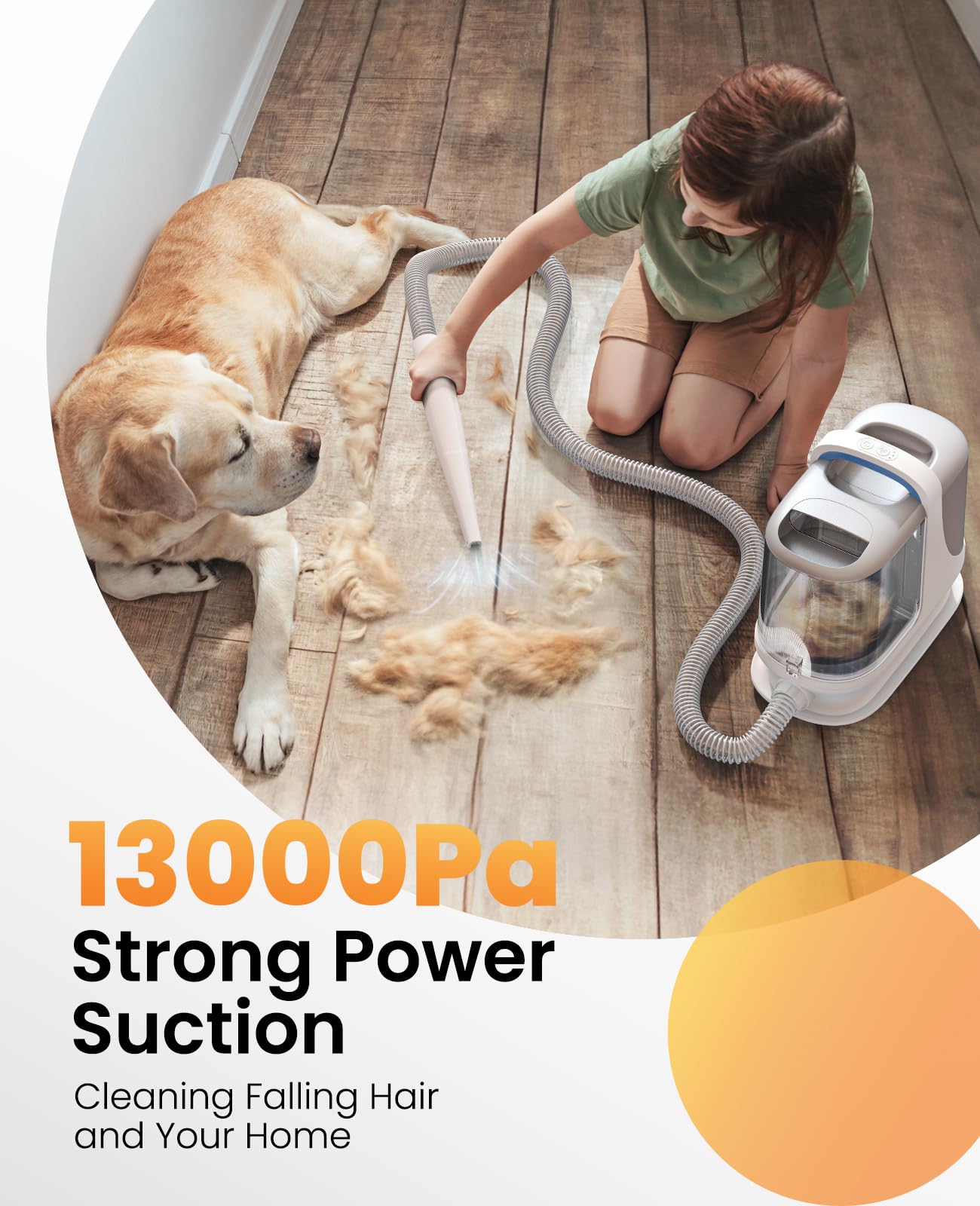 oneisall Dog Grooming Vacuum, 13000Pa Powerful 3L Dust Cup Pet Vacuum with Clipper Nail Grinder & Shedding Brush, 7 in 1 Dog Grooming Kits, Quiet, Large Capacity 3 Suction Levels, BM3