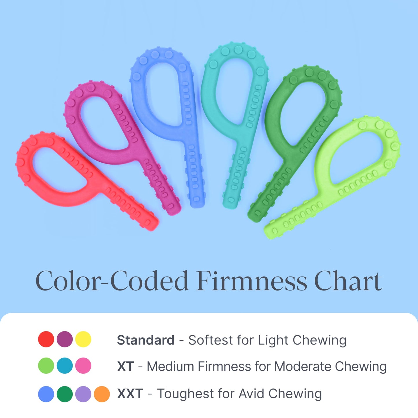 ARK Textured Grabber Sensory Chew Combo, Sensory Toys for Kids and Adults, Chewy Fidget for Autism, ADHD, SPD, Anxiety, Medical-Grade Oral Motor Therapy Tools, Standard/XT, Magenta/Lime Green
