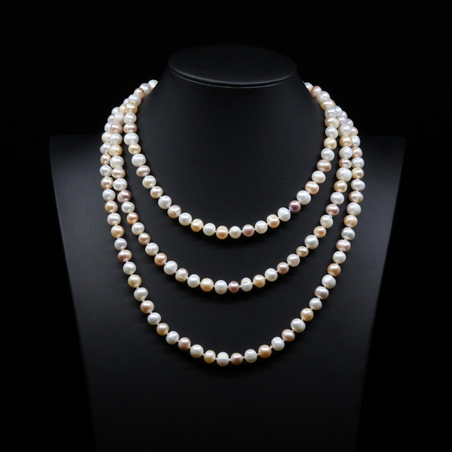 KK LifeStyle Freshwater Cultured Pearl Jewelry Collection – Classic Cream White, Black, Pink, or Lavender Pearls – Elegant Endless Long Necklace or Matching Necklace, Bracelet, and Earrings Set for Women – Timeless Gift for Any Occasion (7.5-8.5 Multi Col