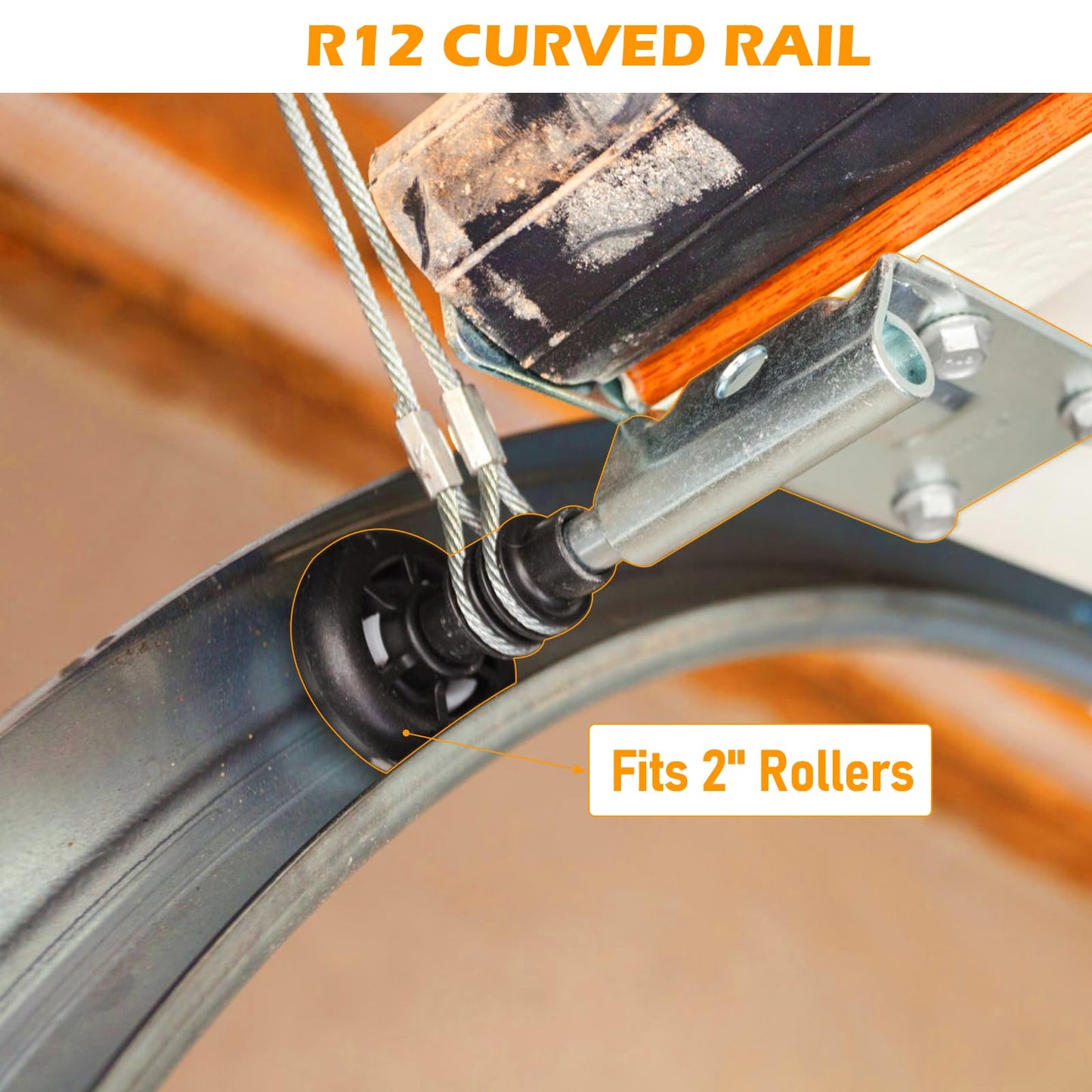 LAJIAOZ Garage Door Horizontal Tracks Pair, 12" Radius Curved Tracks for 7ft High Garage Doors, Heavy Duty 2" Roller System Track Set, Residential & Commercial Replacement Parts(Left/Right, TL=8.5FT)