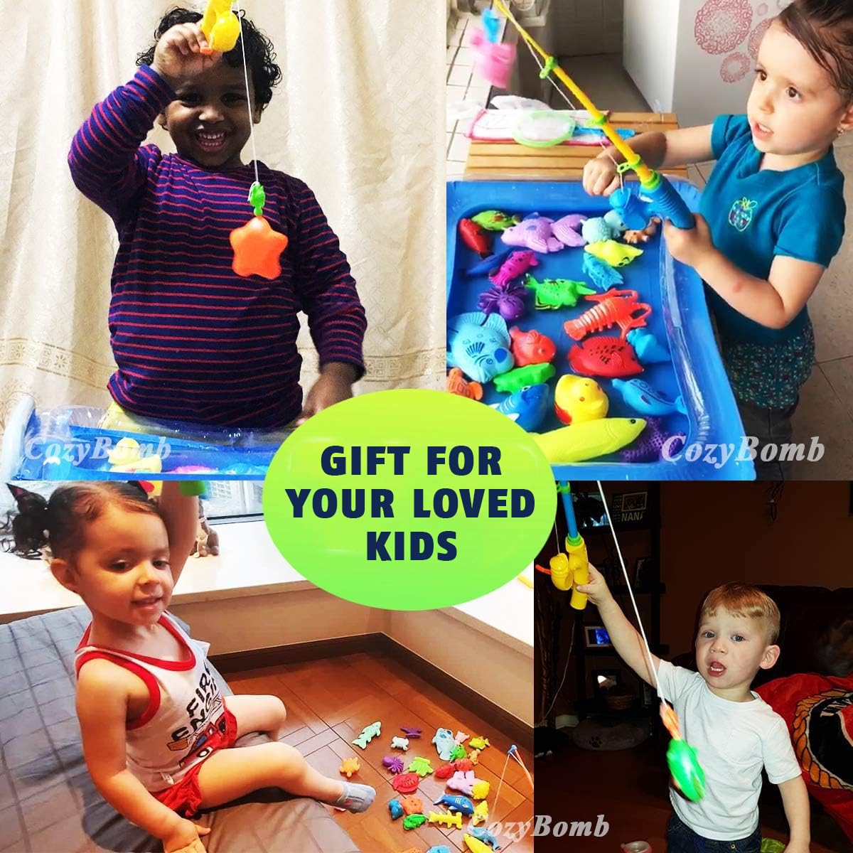 CozyBomB™ Magnetic Fishing Toy Pole 2 Pack for Replacement | No Fishes are Included, Bathtime Carnival for Toddler Education Teaching, Party Fishing Poles Rod Ocean Sea Animals Birthday Gift (X-Large)