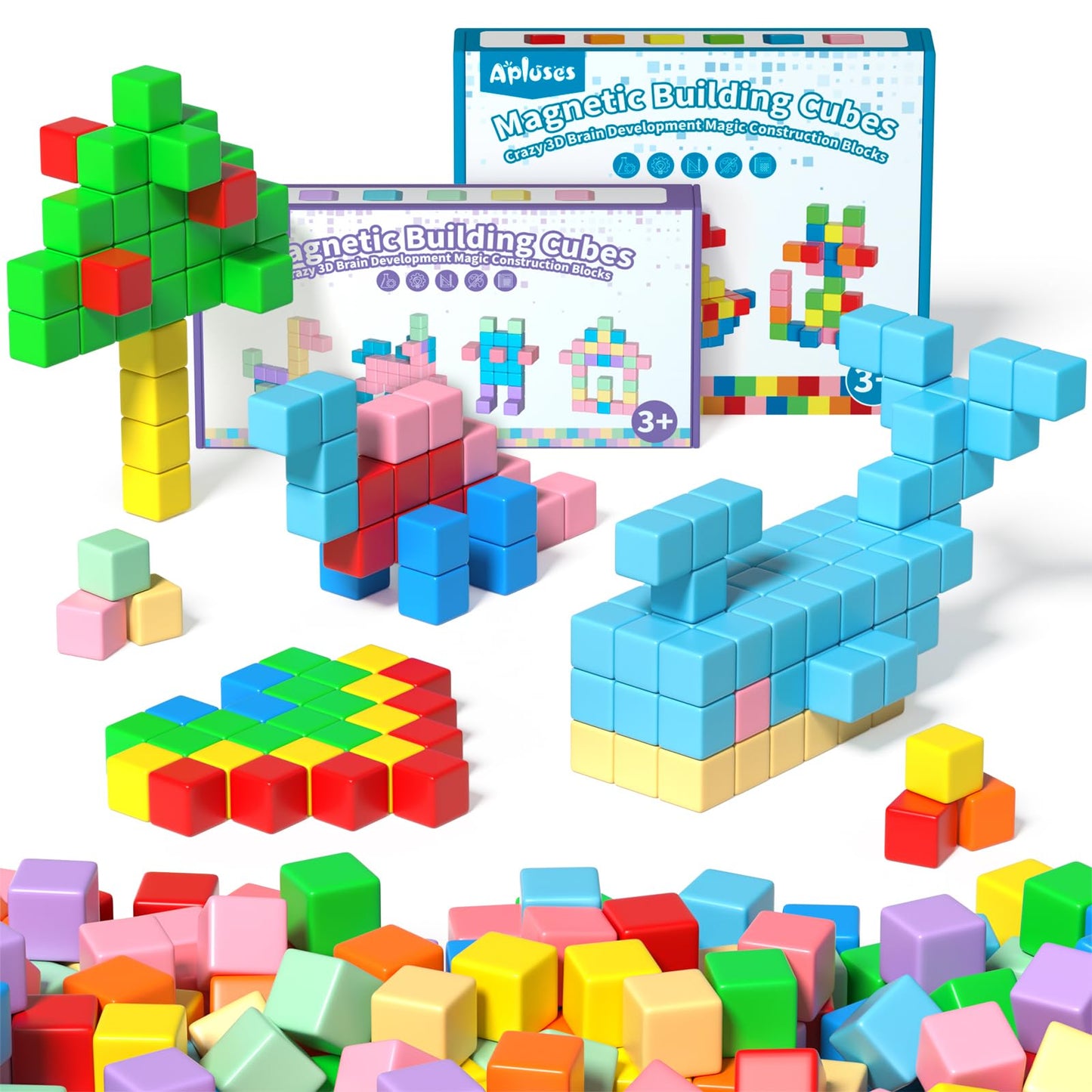 Apluses 74PCS Magnetic Blocks, Classroom Must Have Creative Learning Kids Toys | Preschool Montessori Sensory Autism Magnet Toys for Boys and Girls Ages 3 4 5 6