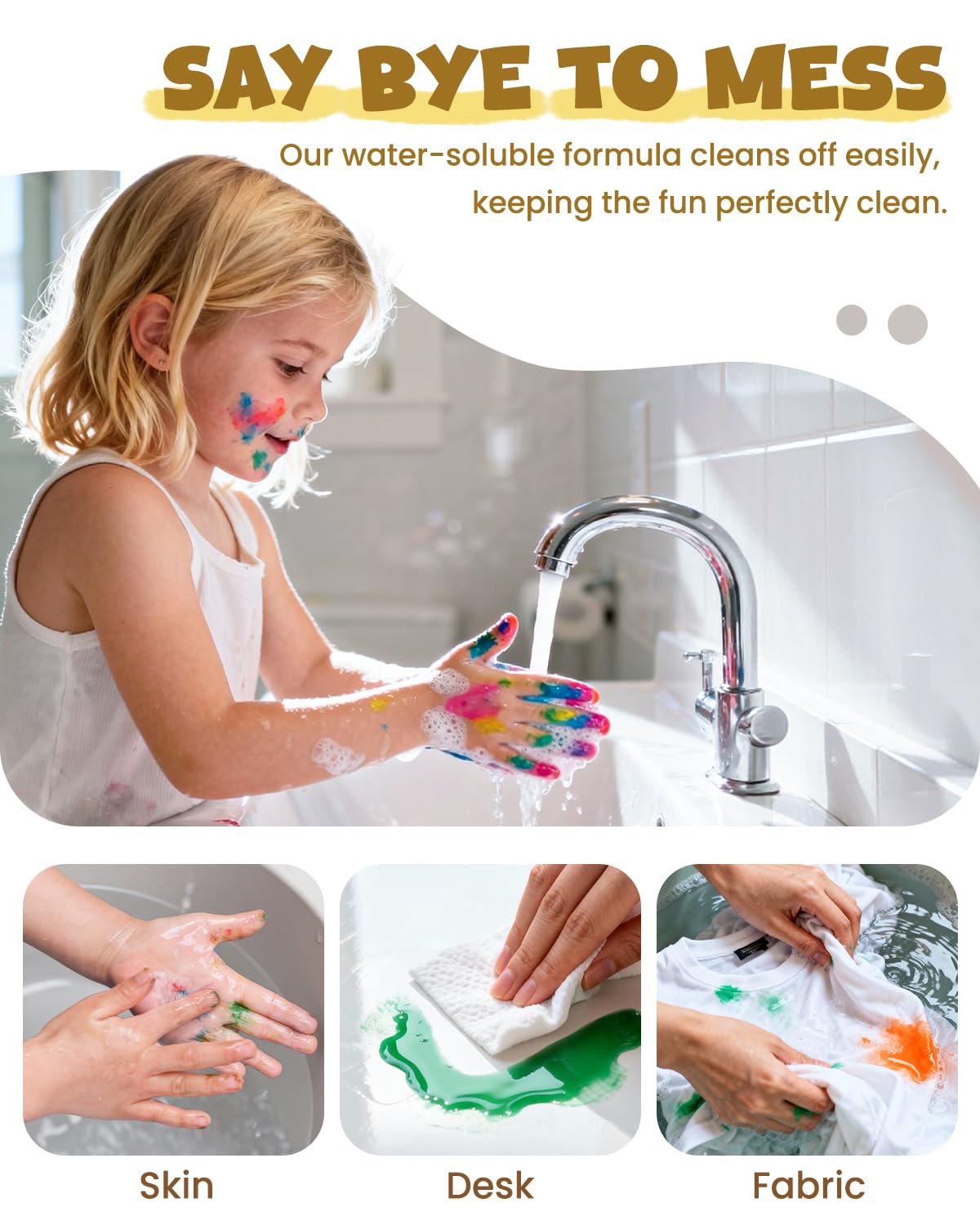 JUPITEARTH 10 Colors Washable Paint Set for Kids Ages 3-6, 4.06oz(120ml), Non-Toxic, Includes Brushes, Cups and Apron, Creative Gift for Toddlers and Preschoolers