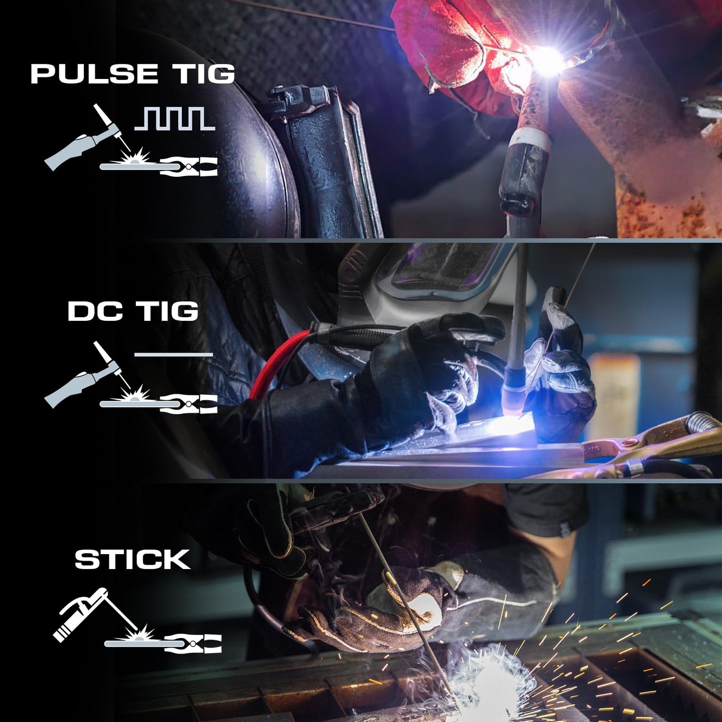 Sunstac 200A TIG Welder with Pulse, 110V/220V Dual Voltage, 3 in 1 DC TIG/Pulse TIG/SPOT TIG/Stick Welding Machine, Digital Screen Display, Over Loading Protection