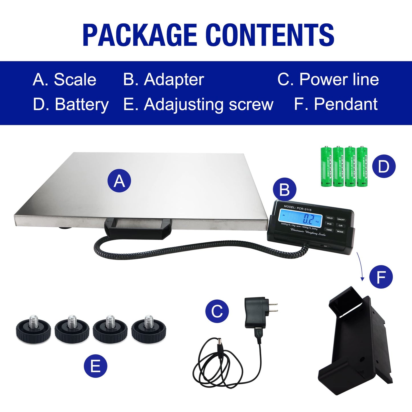 Charmline 660lbs x 0.2oz High Accuracy Digital Postal Scale, Shipping Scale with 21x17 Large Stainless Steel Platform, Heavy Duty Scale for Packages/Dog/Postage/Luggage, Battery & AC Adapter Powered