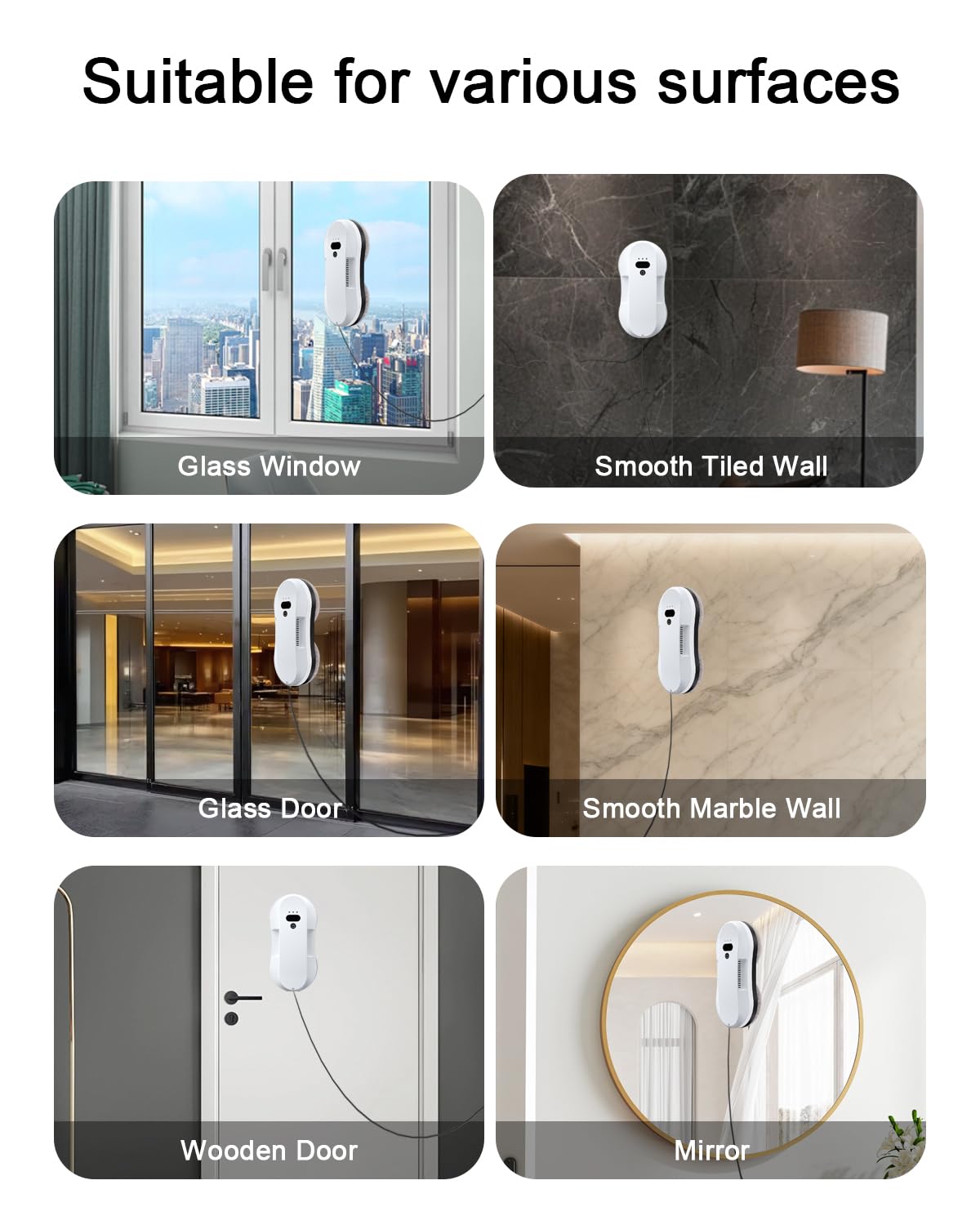 EAEGE Window Cleaning Robot, Automatic Window Cleaner Robot with Dual Spray-50ml Tank, Edge Detection, Intelligent Path Planning, 3000pa Strong Suction, Anti-Drop Protection