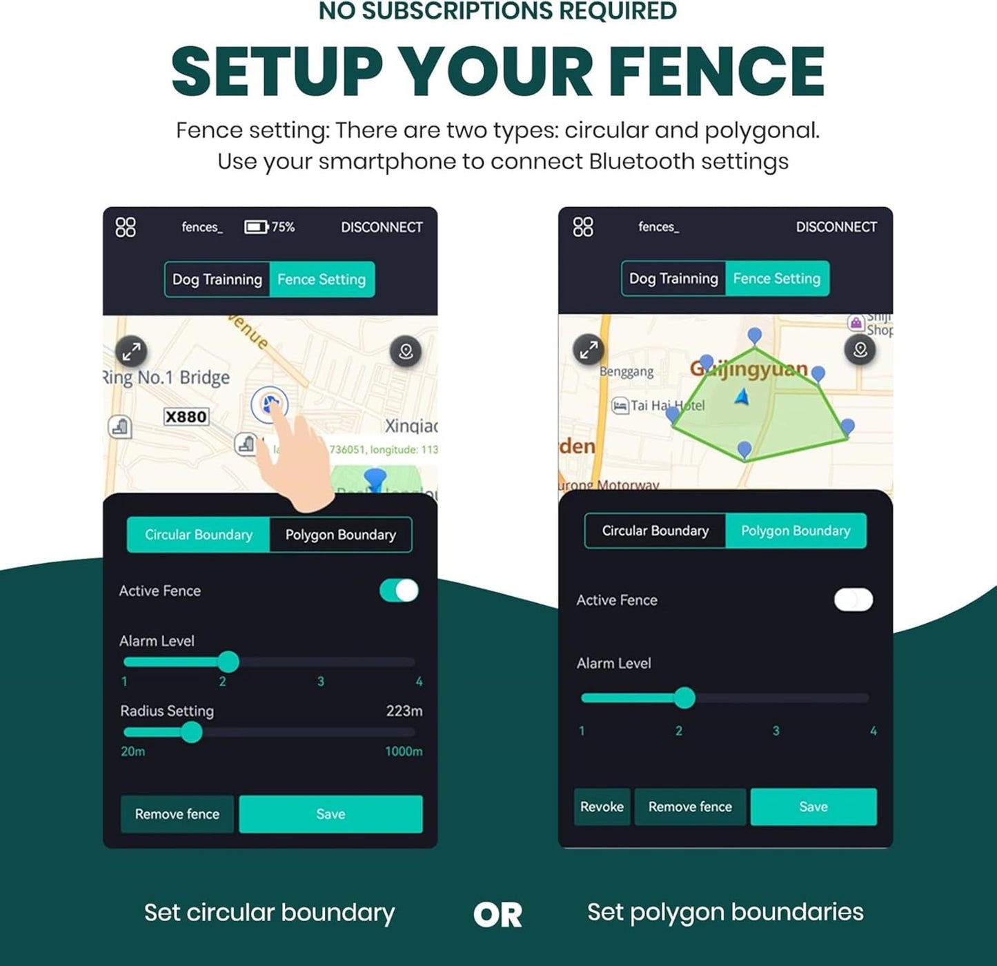 WEUYUY GPS Wireless Dog Fence & Training Collar – No Subscription, App Geo-Fence 3280ft, 60-164ft Bluetooth Training, 3 Correction Modes, Auto Sleep/Wake, Long Battery Life