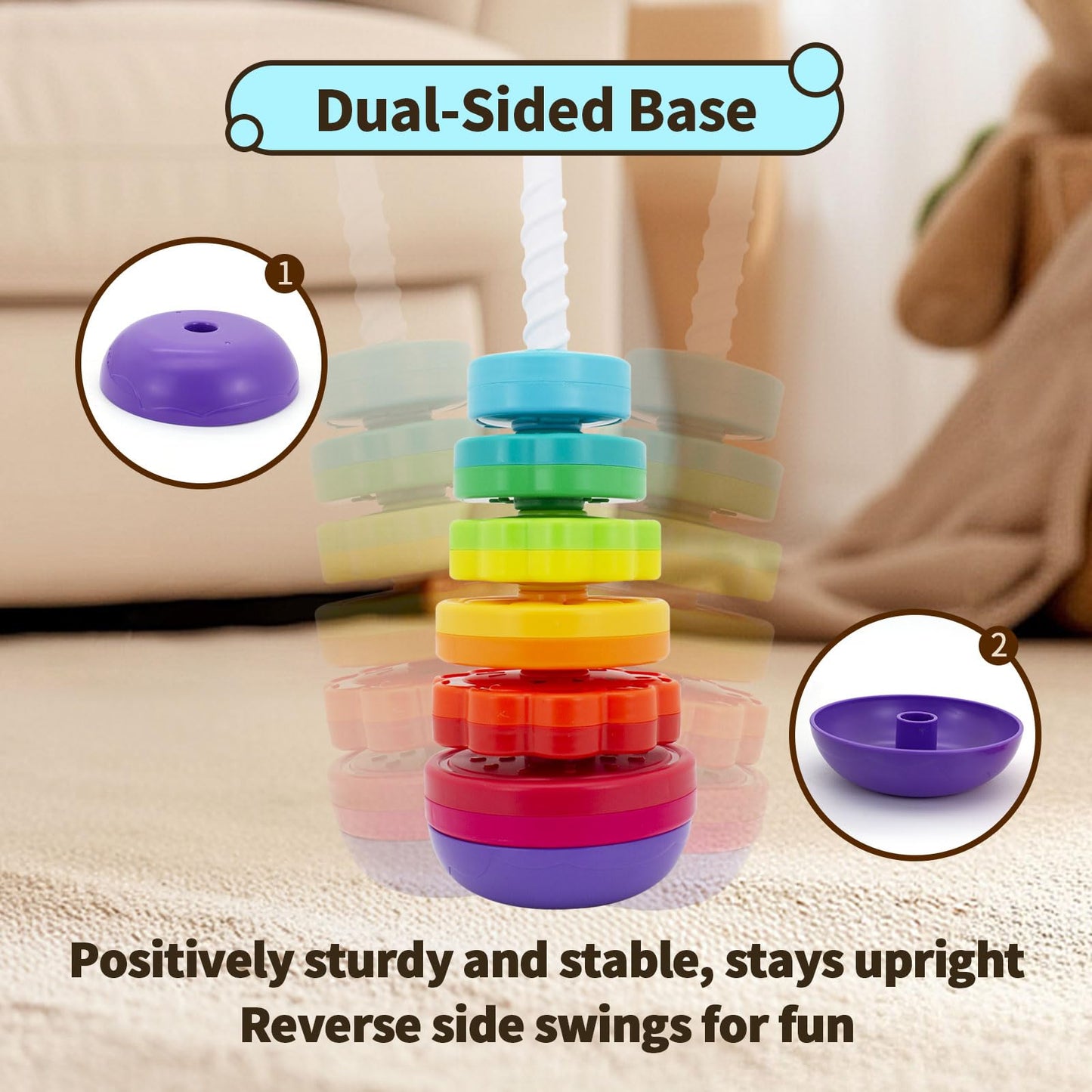 PracticeJQDEN Montessori Toys for 1+ Year Old, Educational Stacking Spinning Baby Toys, Learning Toys Sensory Toys for Toddlers 1-3, Christmas Birthday Easter Gift for Babies 12-18 Months