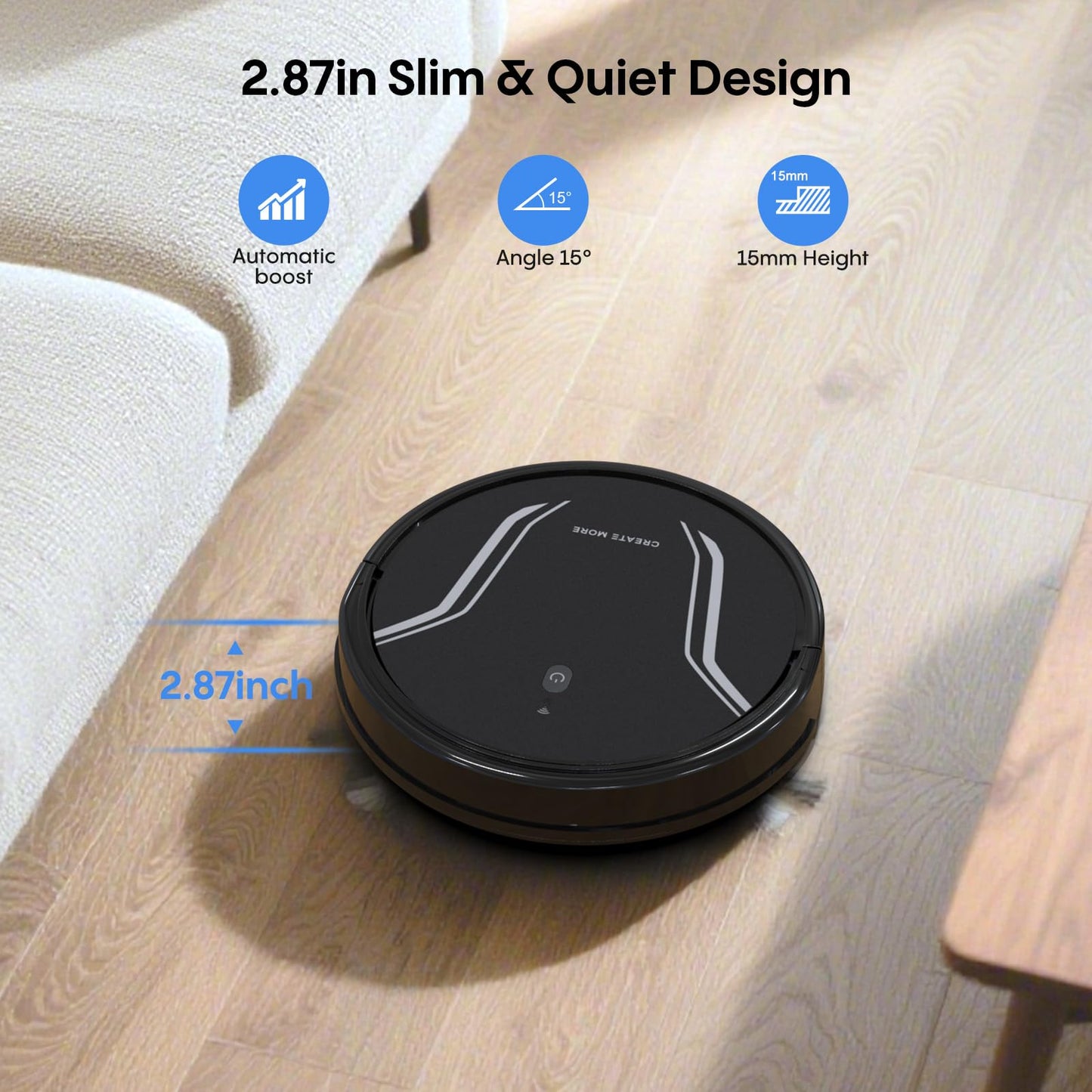 Bagotte Robot Vacuum and Mop, 5000Pa Mopping Robot Vacuum Cleaner with 3-in-1 Robotic Vacuum Cleaner, Multiple Cleaning Modes, Self-Charging, WiFi/Alexa/App, Ideal for Hard Floor, Pet Hair，Debris