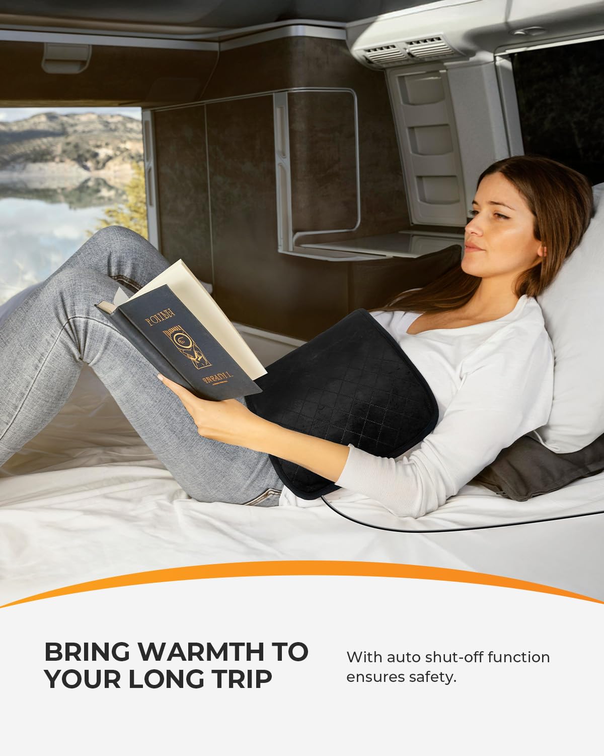 CooCoCo 12V/24V Car Heated Blanket for Back Pain Relief, 12" x 24" Car Electric Blanket with 5 Heat Setting, Auto-Off, FSA Eligible Heated Blanket for Travel, Ideal Gifts for Women Men Mom Dad