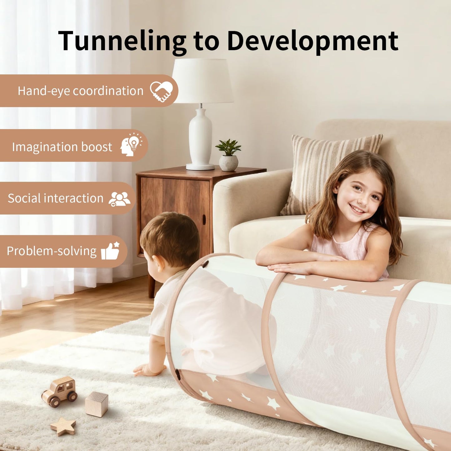 Sumbababy Tunnel Toys for Toddlers: Activity Tunnels for Young Children - Crawl Tunnels for Toddlers and Babies - Pop up Dog Tunnel