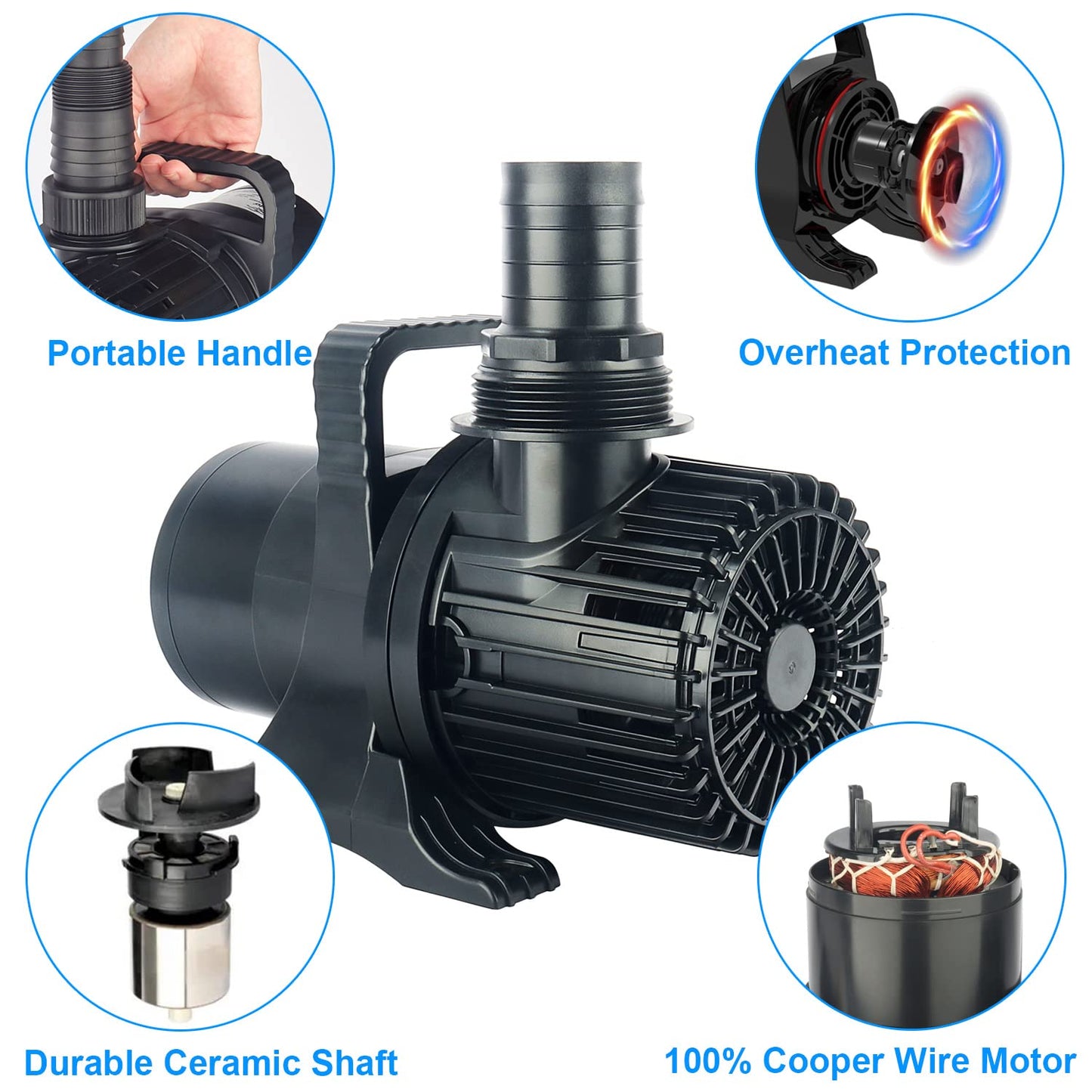 OYO WATER Outdoor Large 9300gph-620W 32.8FT Pond Water-fall & Kio Fish Fountain-s &Garden Pump Submersible IPX8: Long 32.8FT Cord Smart-er & Quieter Duck & Yard &Patio Ponds Pumps, 1 Barrier Pump Bag