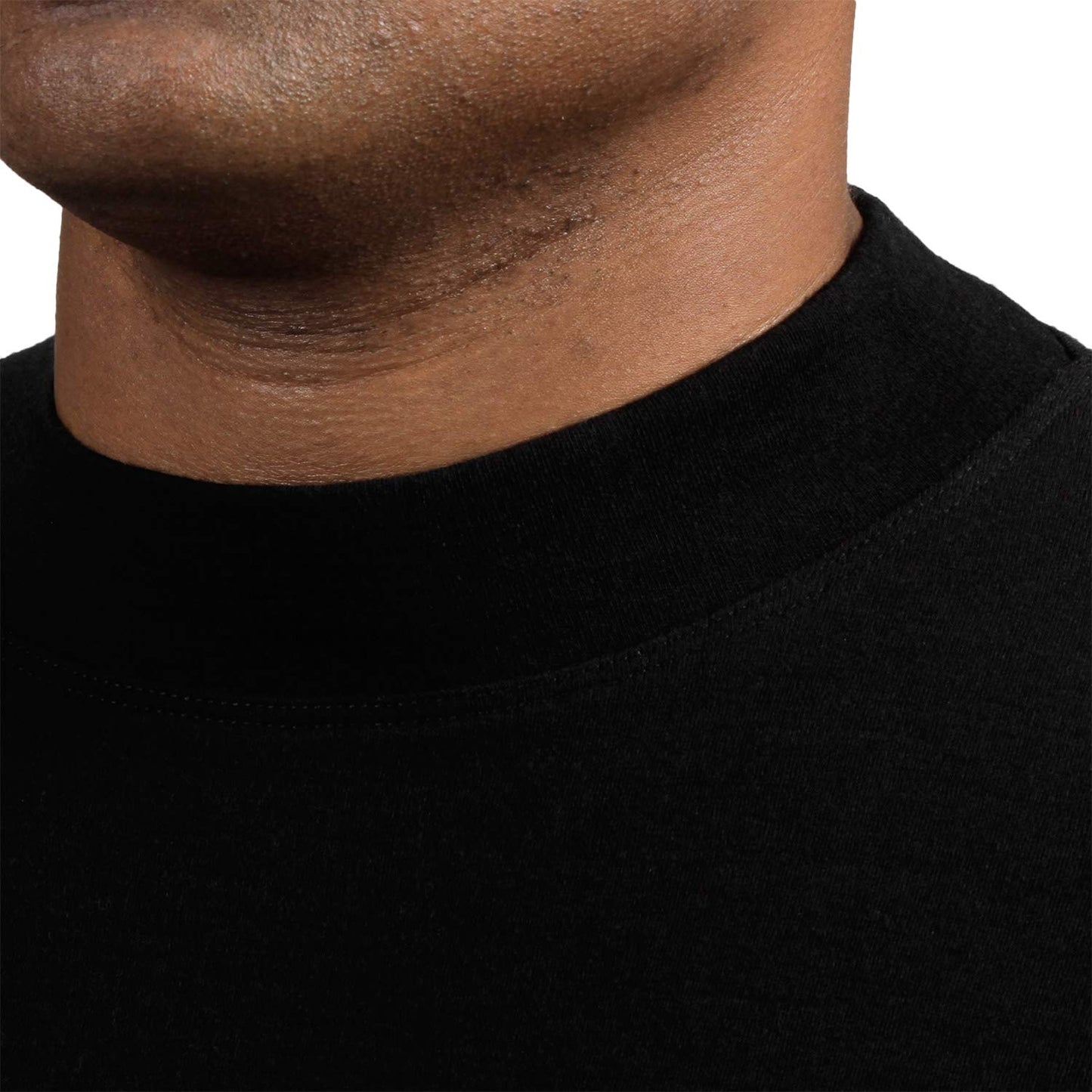 100% Merino Wool Men's Midweight Mock Neck - Base Layer Top - Warm Under Shirt - Black - Large