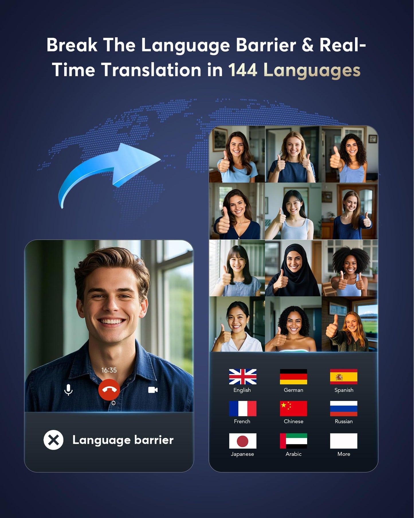 AI Translation Earbuds Real Time 144 Languages Accents Translator 36H Playtime 3-in-1 Wireless Headphones 4 ANC Mic for Spanish/English Audífonos Traductores, Bluetooth 5.4 Earphones iOS & Android