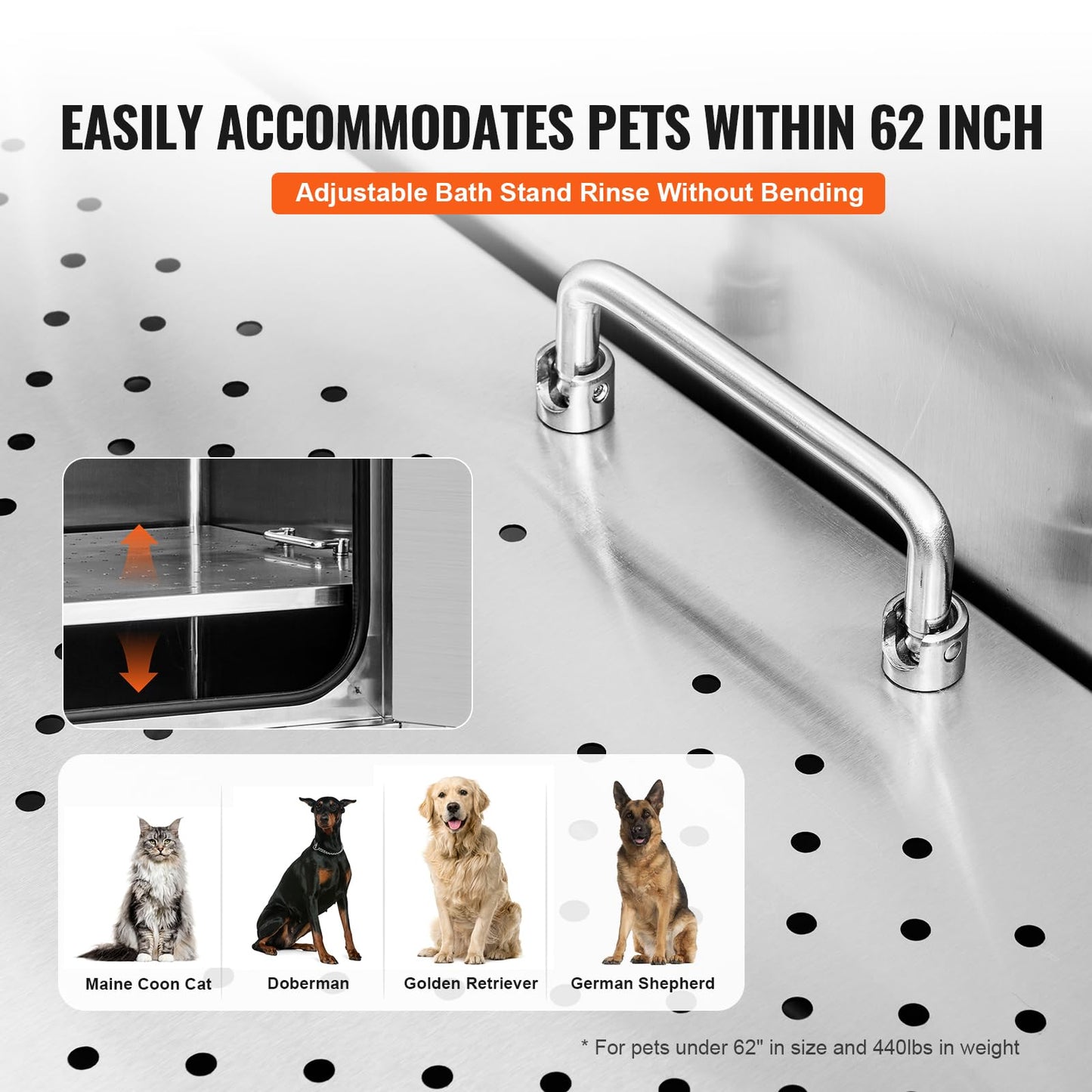 VEVOR 62" Pet Dog Bathing Station w/Stairs, Professional Stainless Steel Dog Grooming Tub w/Soap Box, Faucet,Rich Accessory,Bathtub for Large,Medium,Small Pet, Washing Sink for Home(Left)
