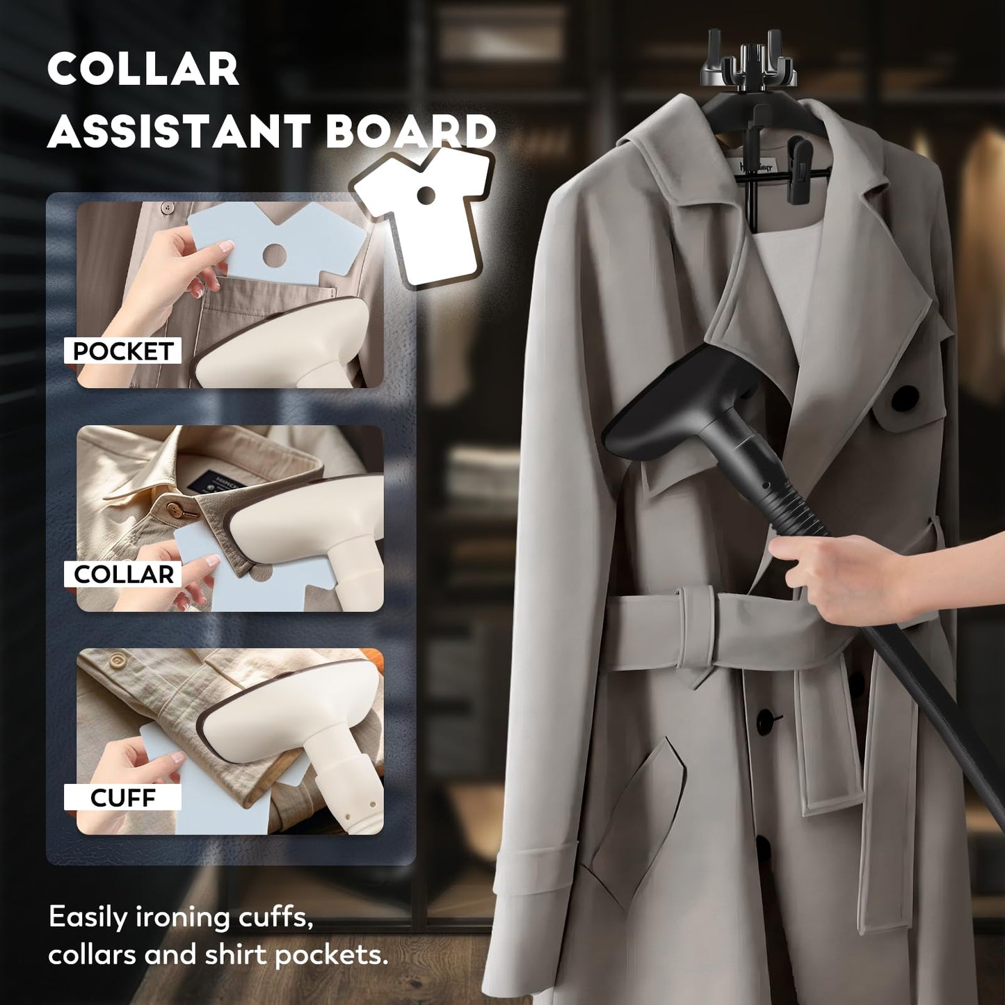 CGOLDENWALL Professional Standing Garment Steamer for Clothes 1500w Continuous 70 mins Powerful Steam, 30s Fast Heat-up, Includes Fabric brush, Ironing pad, Gloves,Trouser Clips