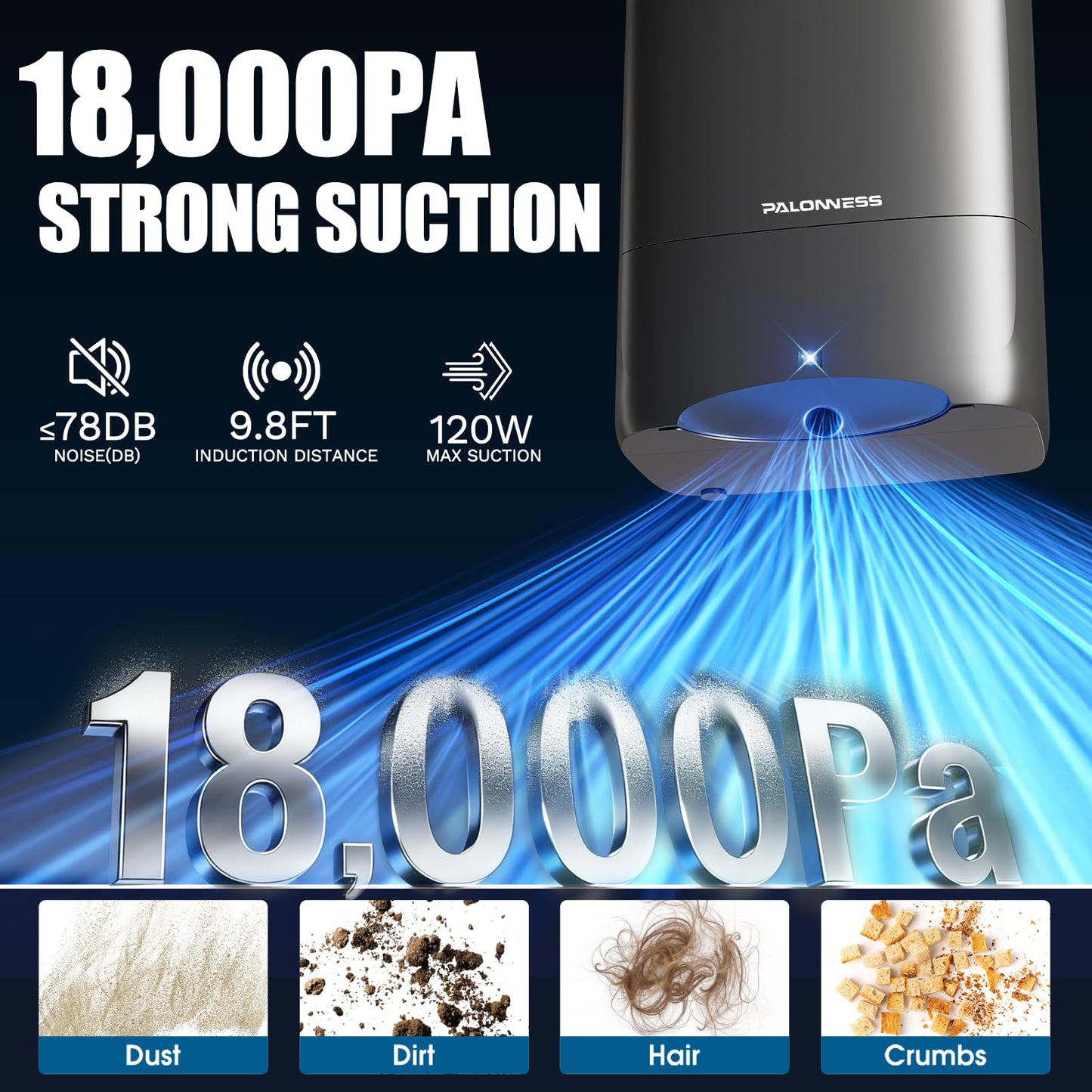 Pro Touchless Vacuum Automatic Dustpan 1400W Ultra Fast & Powerful, 18KPA Vacuum Dustpan TOF Sensor Hands-Free LED Alerts, 6L Electric Dustpan for Home/Kitchen/Office/Sweeping Salon/Pet Shop(No Broom)