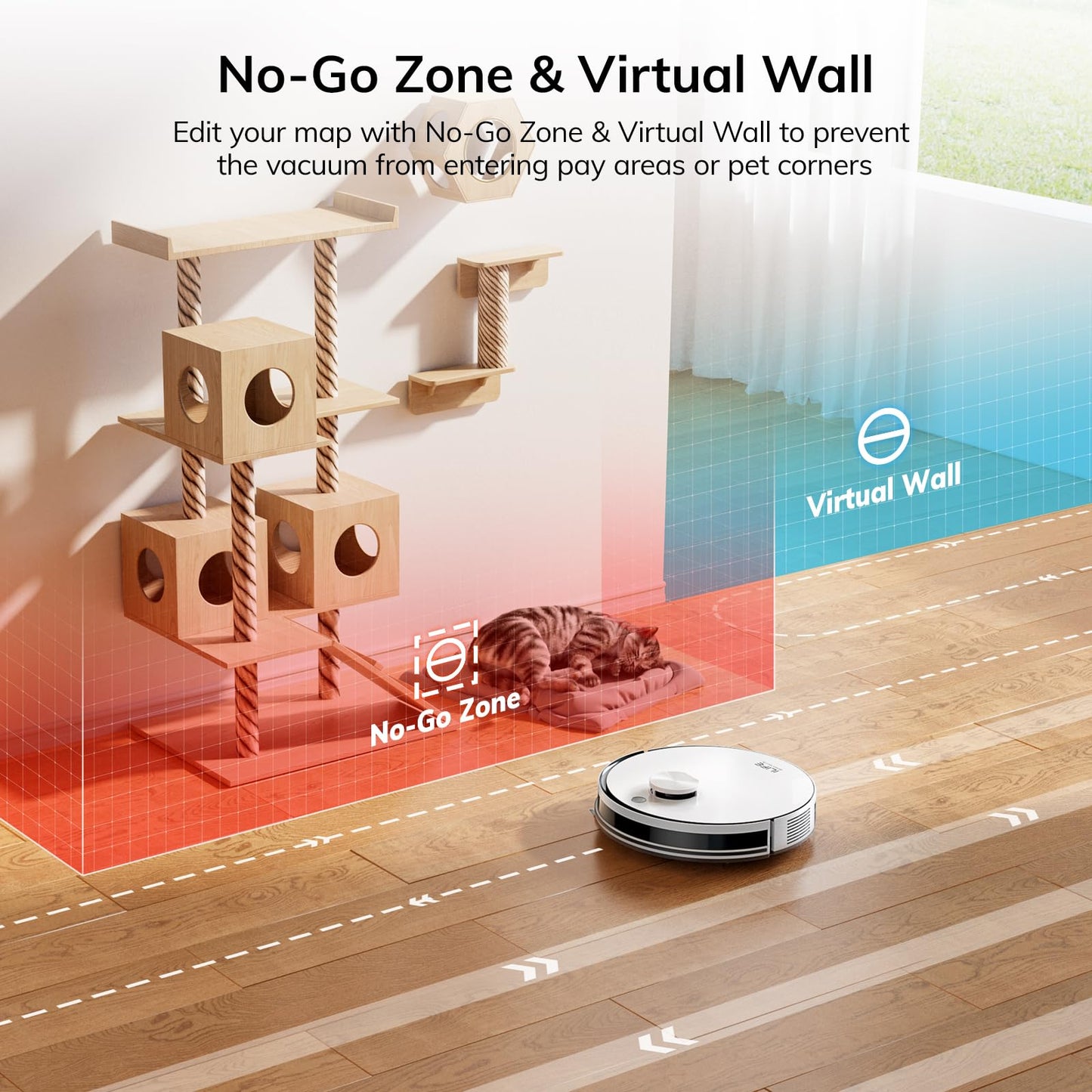 ILIFE A30s Robot Vacuum Cleaner, 10000Pa Max Suction Power with Lidar Navigation, Home Mapping, No-Go Zone, 150 Mins Max, 2.4G WiFi/App/Alexa/Remote Control, for Hard Floor, Carpet and Pet Hair