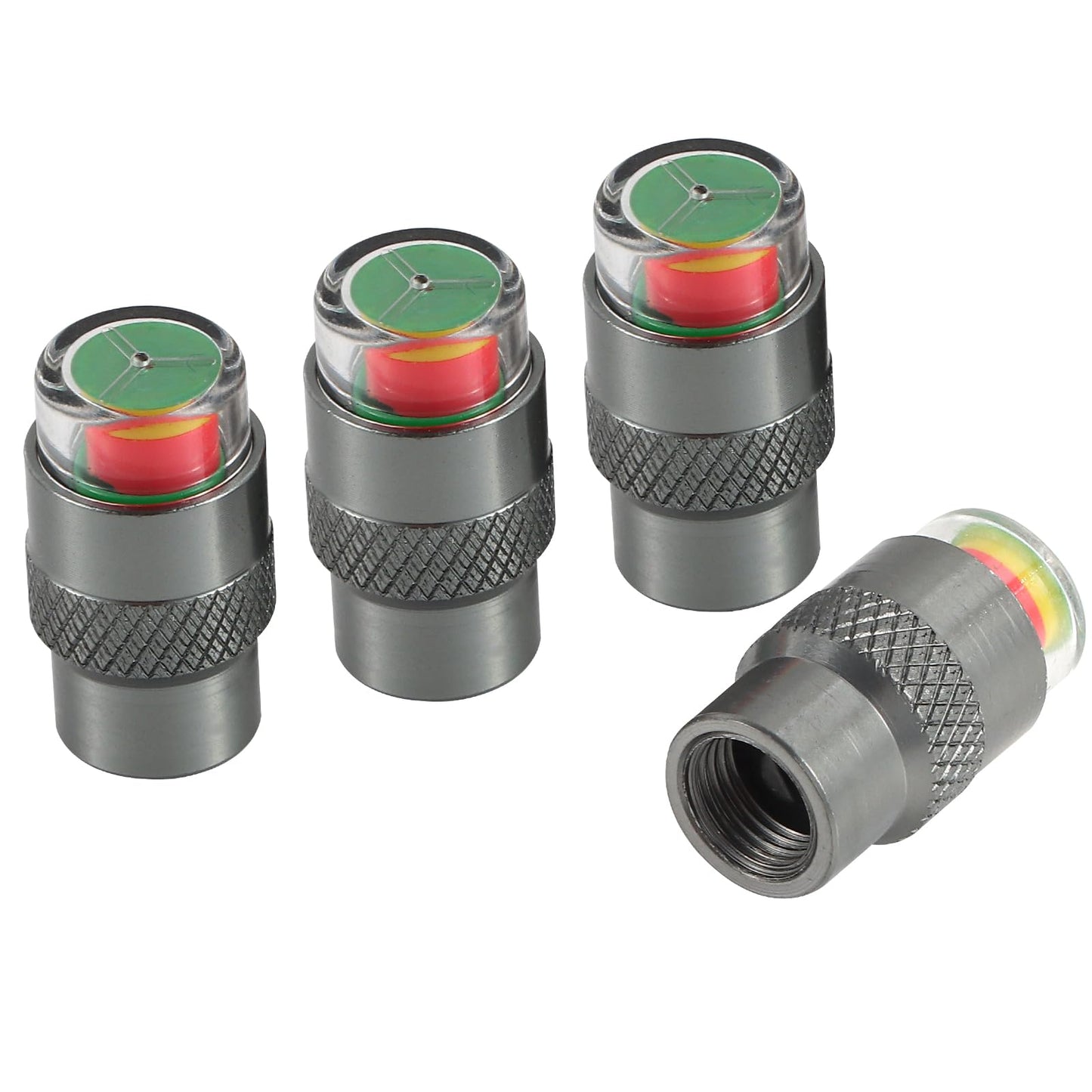 ST Shengtuo 2.5-2.8bar/36-40 PSI Car Tire Pressure Monitor Valve Stem Caps Sensor Indicator Easy to Read 3 Color Eye Alert, Aluminum Alloy CNC Machining, Pack of 4