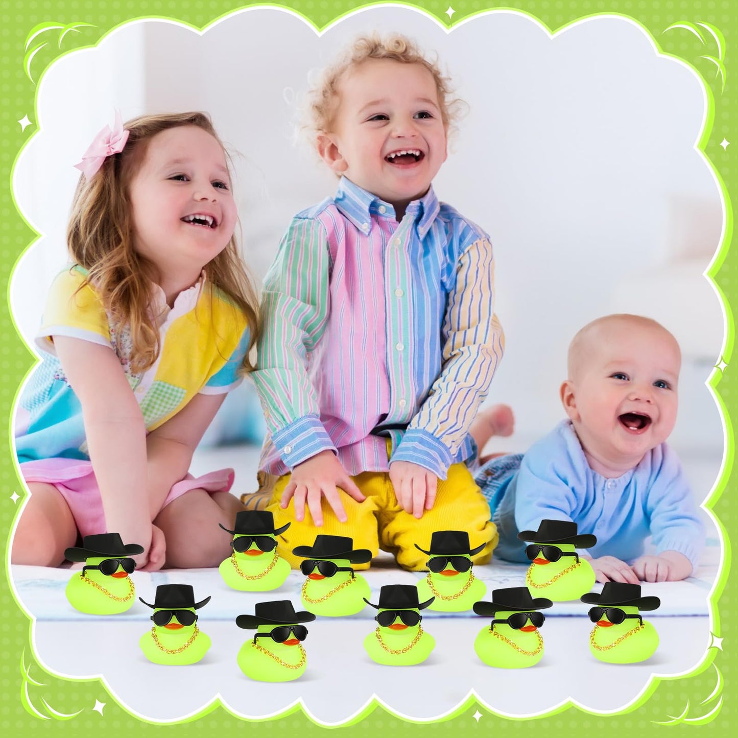 Sotiff 48 Sets Cowgirl Rubber Duck Squeaky Duck Bath Toy Duckies Car Dashboard Decorations Halloween Party Favors with Mini Necklace Hat and Sunglasses for Bathtub Baby Shower Swimming Party
