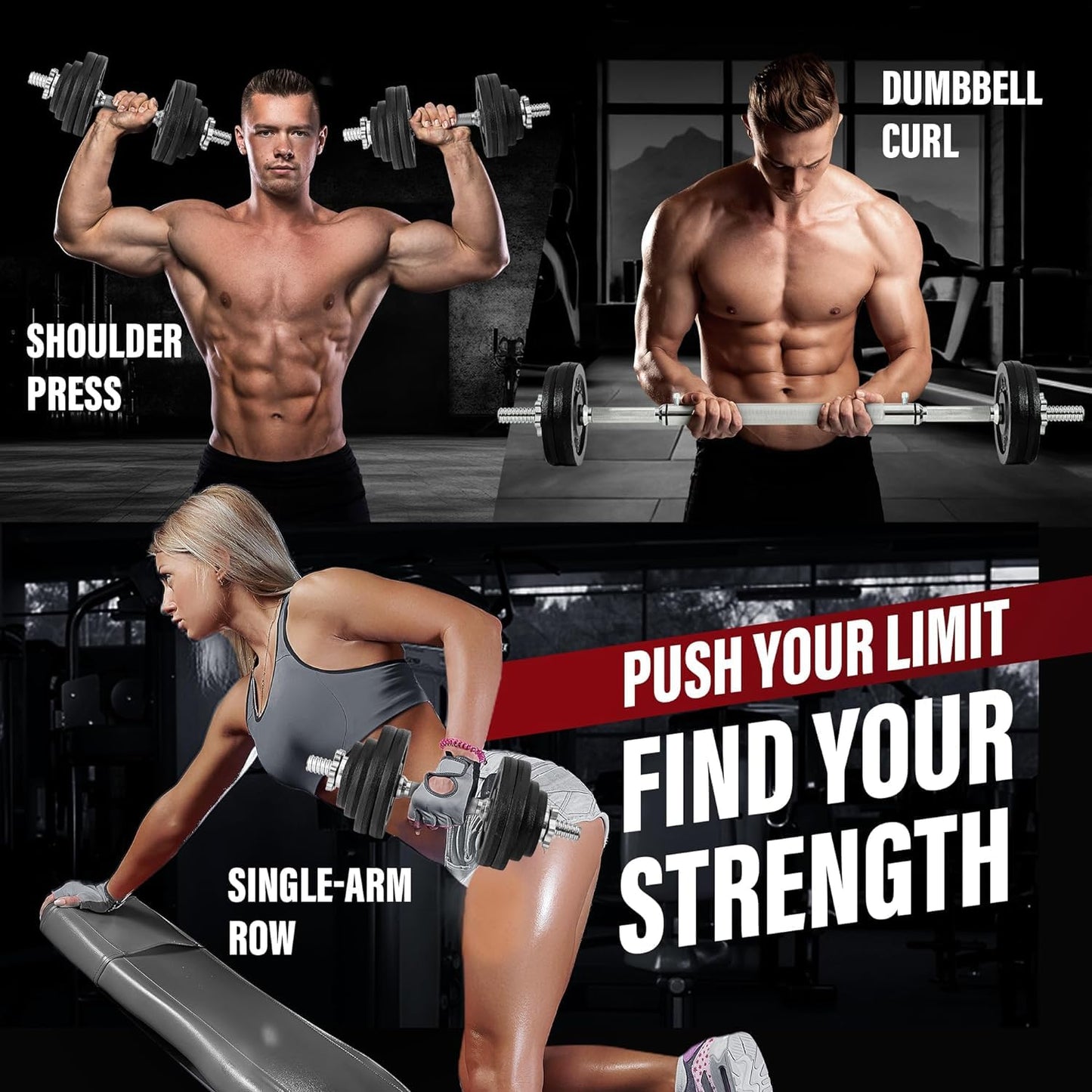 Yes4All 200 LB Adjustable Dumbbell Set, Cast Iron Weights for Home Gym with Bars, Plates, Collars, Hand Weights Dumbbells Set