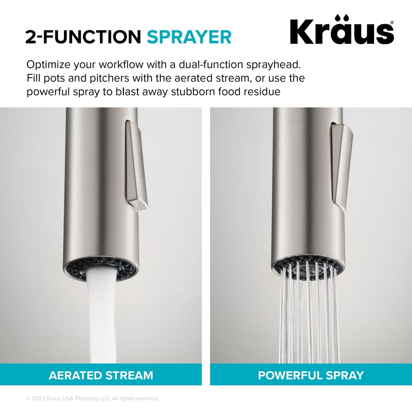 KRAUS Oletto High-Arc Single Handle Pull-Down Kitchen Sink Faucets in Spot Free Black Stainless Steel, Kitchen Faucets with Pull Down Sprayer, KPF-2820MBSFSB