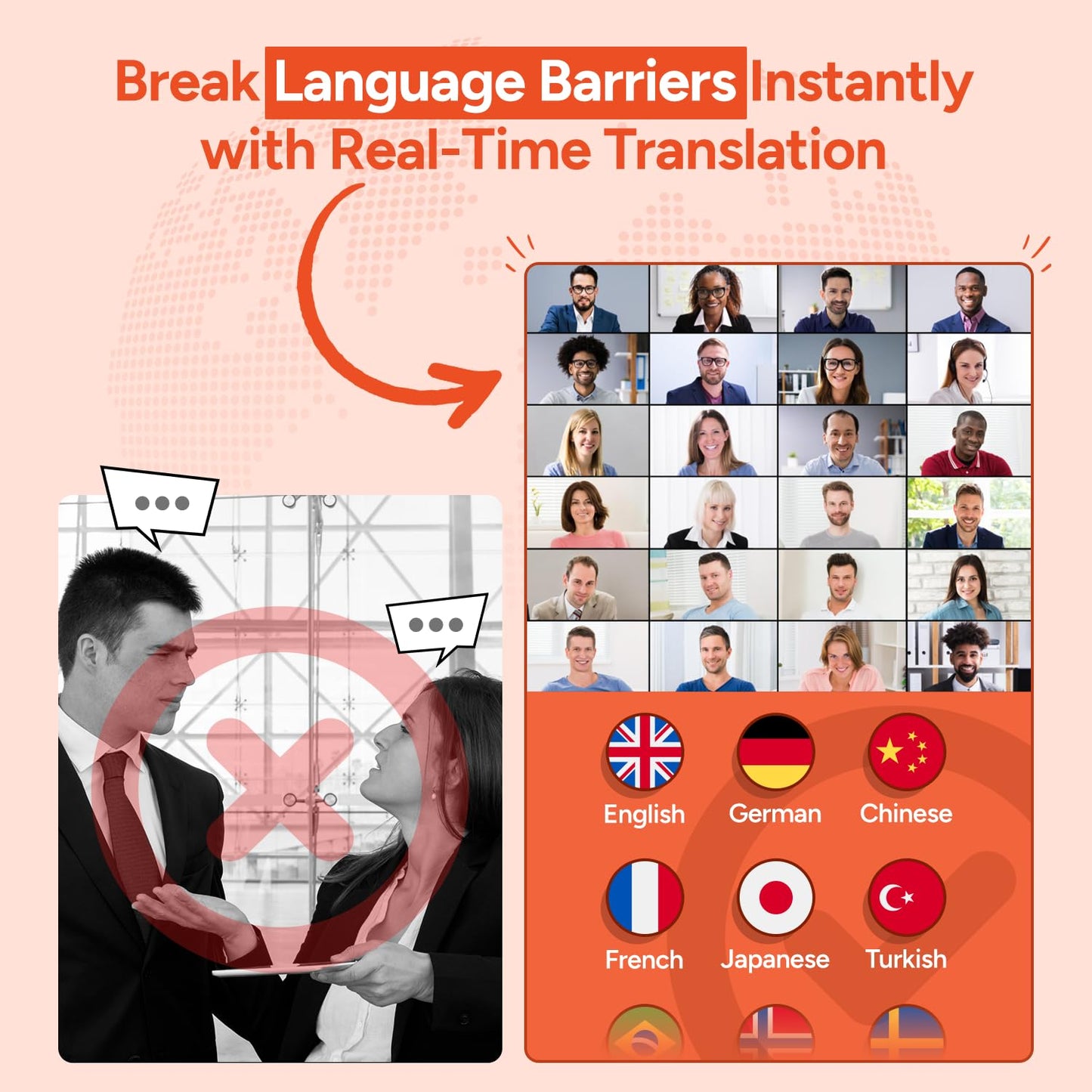 AI Translator Earbuds Real Time | 144+ Languages with 60H Playtime for iOS & Android | Language Translation Earbuds with Noise Cancellation | Translating Headphones for Business & Learning Languages