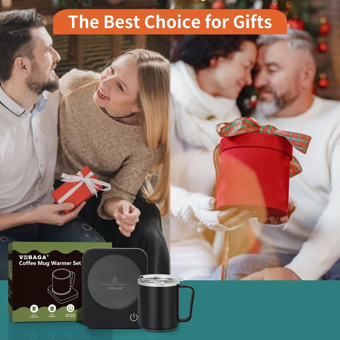 VOBAGA Coffee Mug Warmer Set with Auto Shut Off, 15 oz Coffee Mug Gift Set & 3 Temperature Settings Home Office Desk Accessories