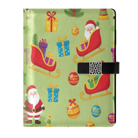 DIGTIA Christmas Gifts Santa Sleighs PU Leather Notebook A5 Binder 6 Ring Refillable Journal with Magnetic Buckle Closure Loose Leaf Travel Office Planner Budget Binder Notepad Portfolio,