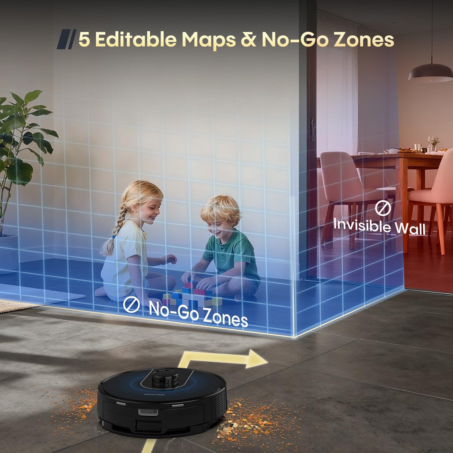 Bagotte Robot Vacuum and Mop, Robot Vacuum Self Emptying, 6000Pa Powerful Suction, 90-Day Hands-Free, Advanced Smart Mapping, LiDAR Navigation Robotic Vacuum for Pet Hair, Dust, Carpet, WiFi/App/Alexa
