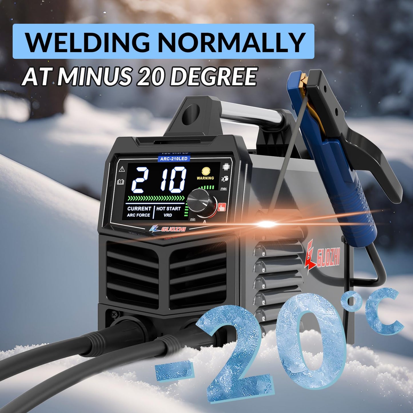 GZ GUOZHI Stick Welder 210Amp Large LED Display Digital Inverter IGBT Welding Machine,110V/220V Dual Voltage Hot Start Portable MMA ARC Welder Machine