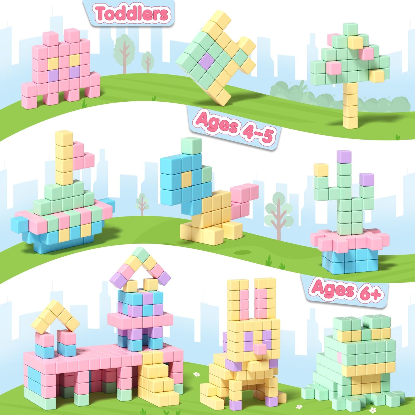 Apluses 45PCS Magnetic Blocks - Toddler Girl Toys, Magnet Building Blocks, STEM Sensory Outdoor Autism Toys for 3-5 Year Old Boys & Girls, Magnetic Cubes Classroom Must Haves for Kids Ages 3+